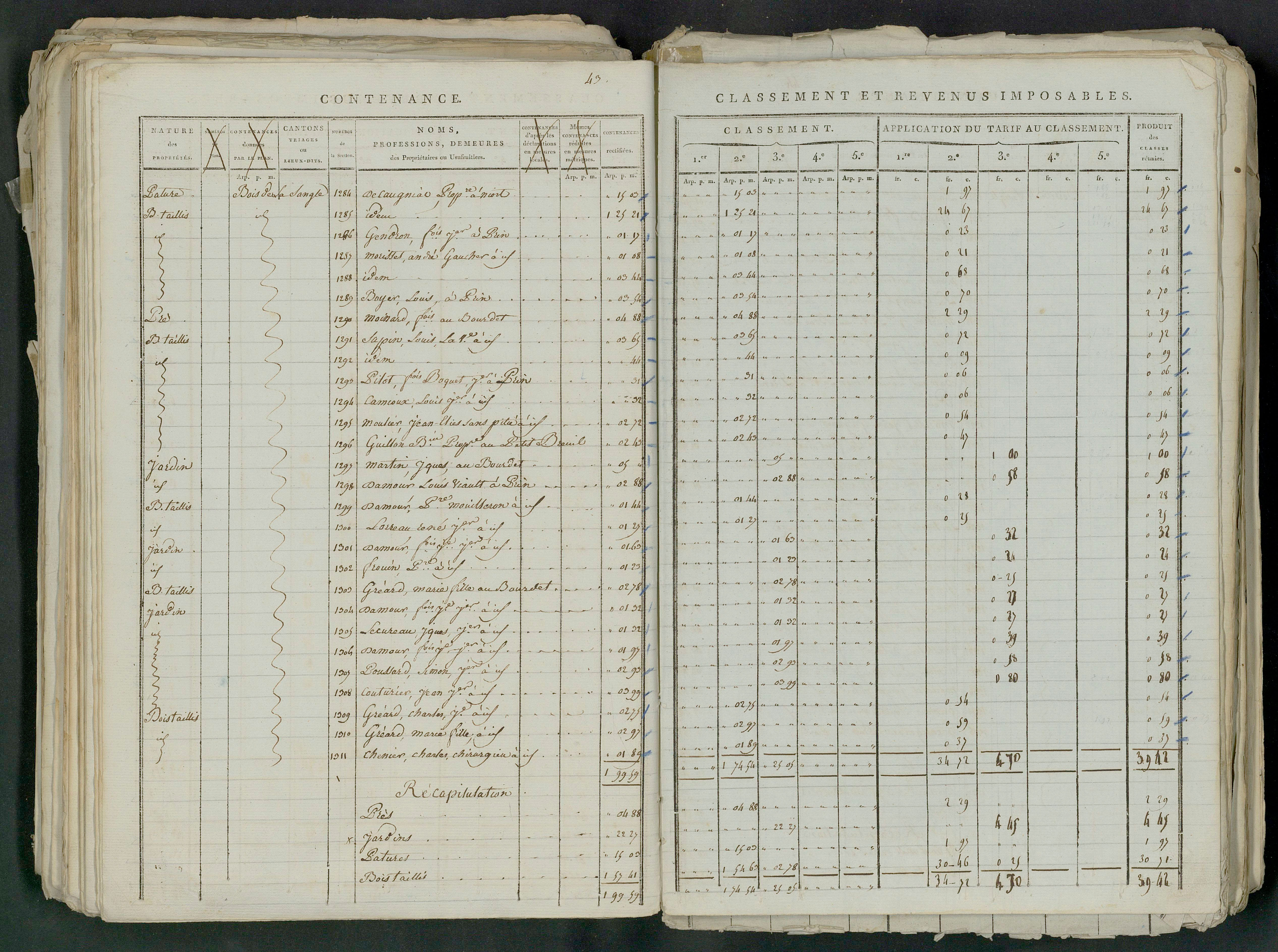 Prin-Deyrançon - FRAD079_CADASTRE_NAPOLEONIEN_MATRICES État de section et relevé des numéros de même nature de propriété 