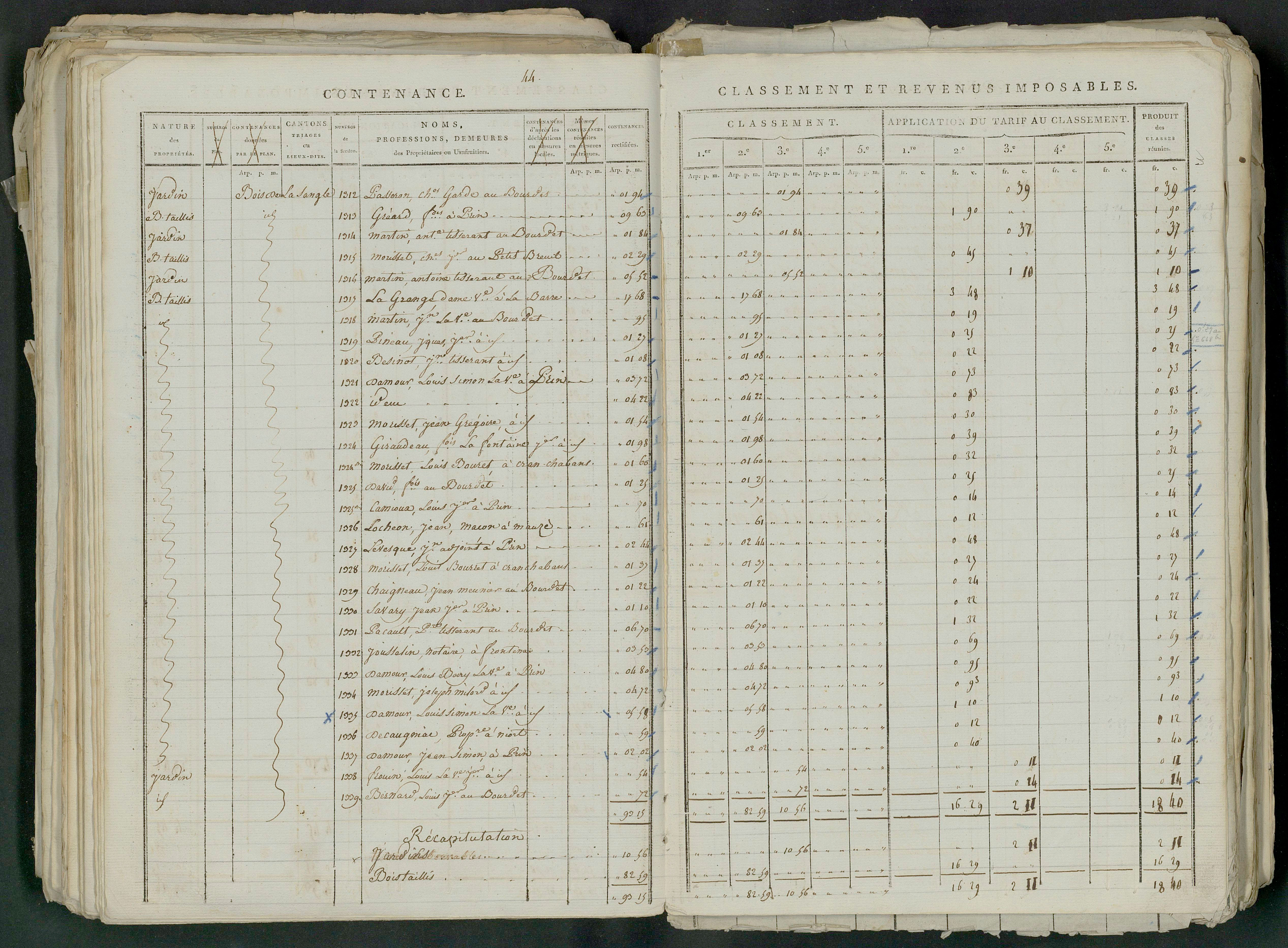 Prin-Deyrançon - FRAD079_CADASTRE_NAPOLEONIEN_MATRICES État de section et relevé des numéros de même nature de propriété 