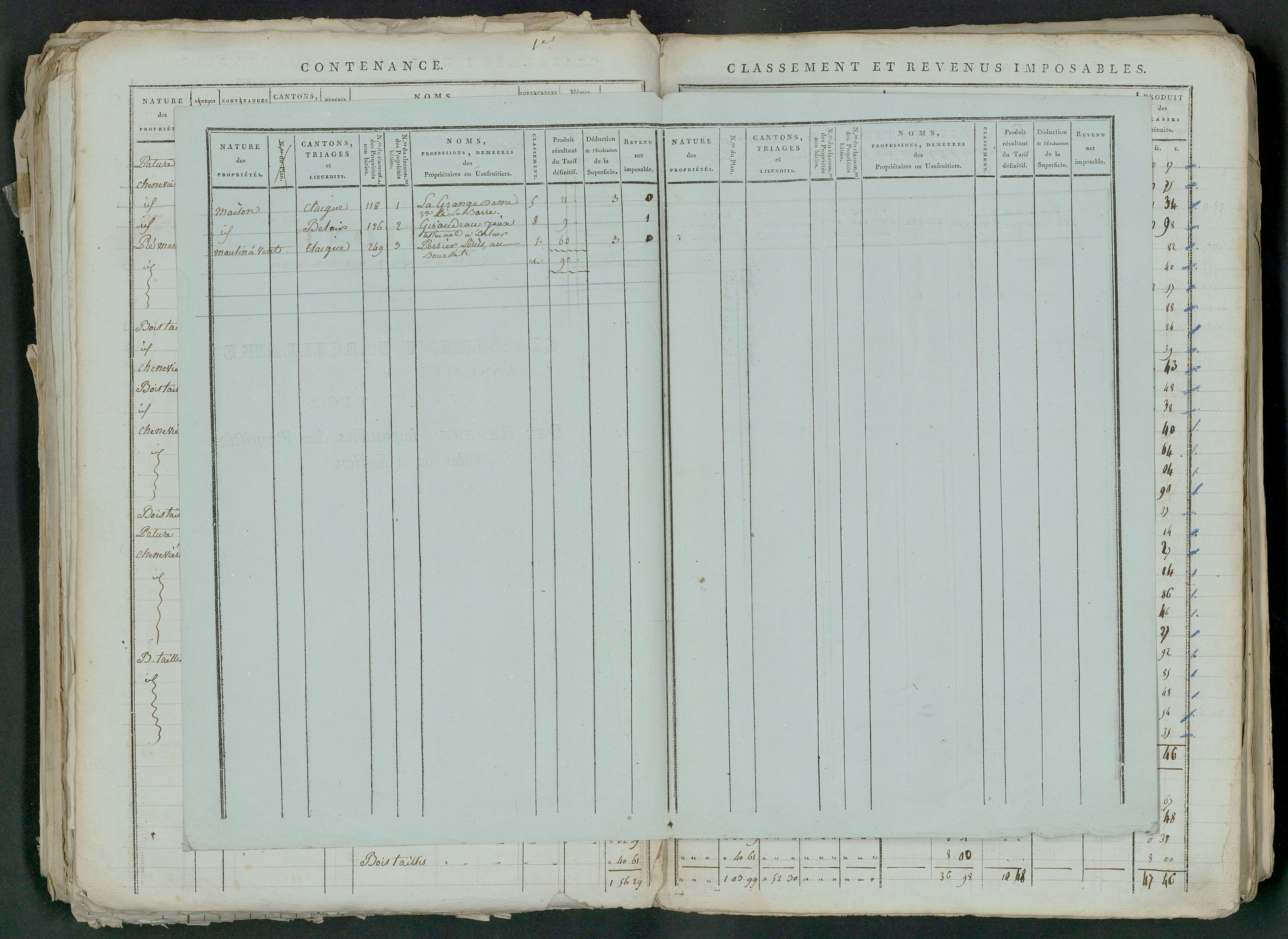 Prin-Deyrançon - FRAD079_CADASTRE_NAPOLEONIEN_MATRICES État de section et relevé des numéros de même nature de propriété 