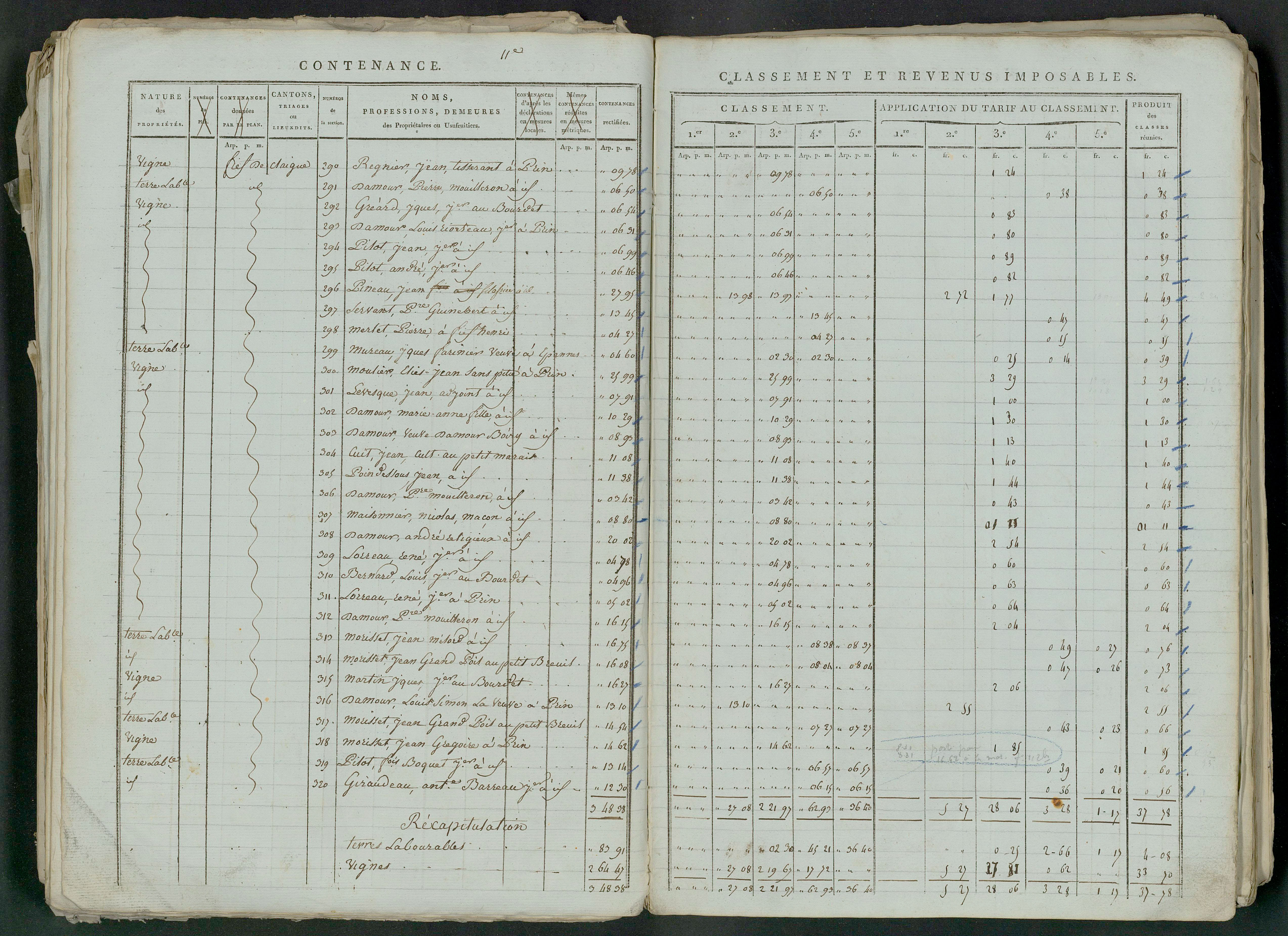 Prin-Deyrançon - FRAD079_CADASTRE_NAPOLEONIEN_MATRICES État de section et relevé des numéros de même nature de propriété 