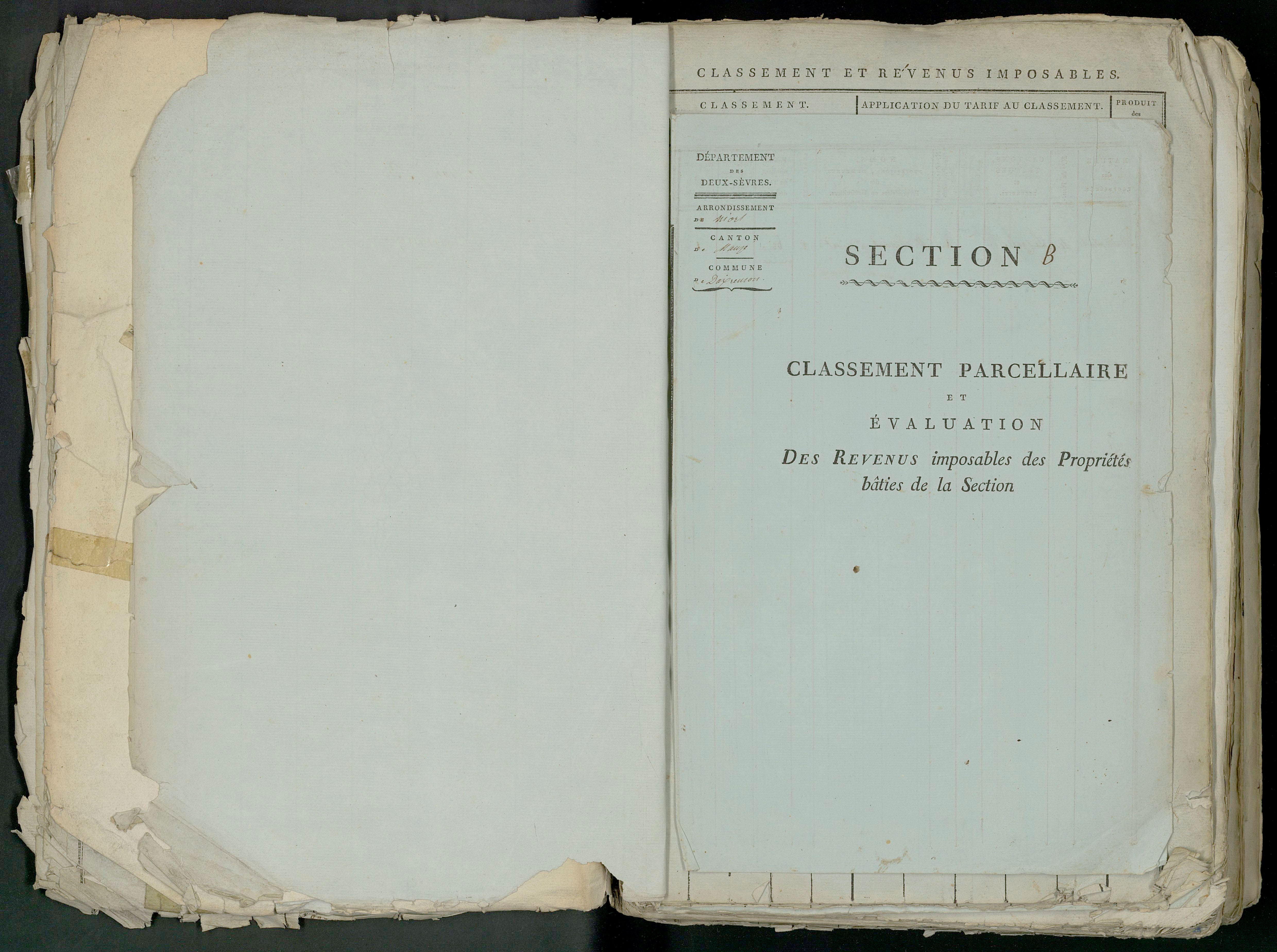 Prin-Deyrançon - FRAD079_CADASTRE_NAPOLEONIEN_MATRICES État de section et relevé des numéros de même nature de propriété 