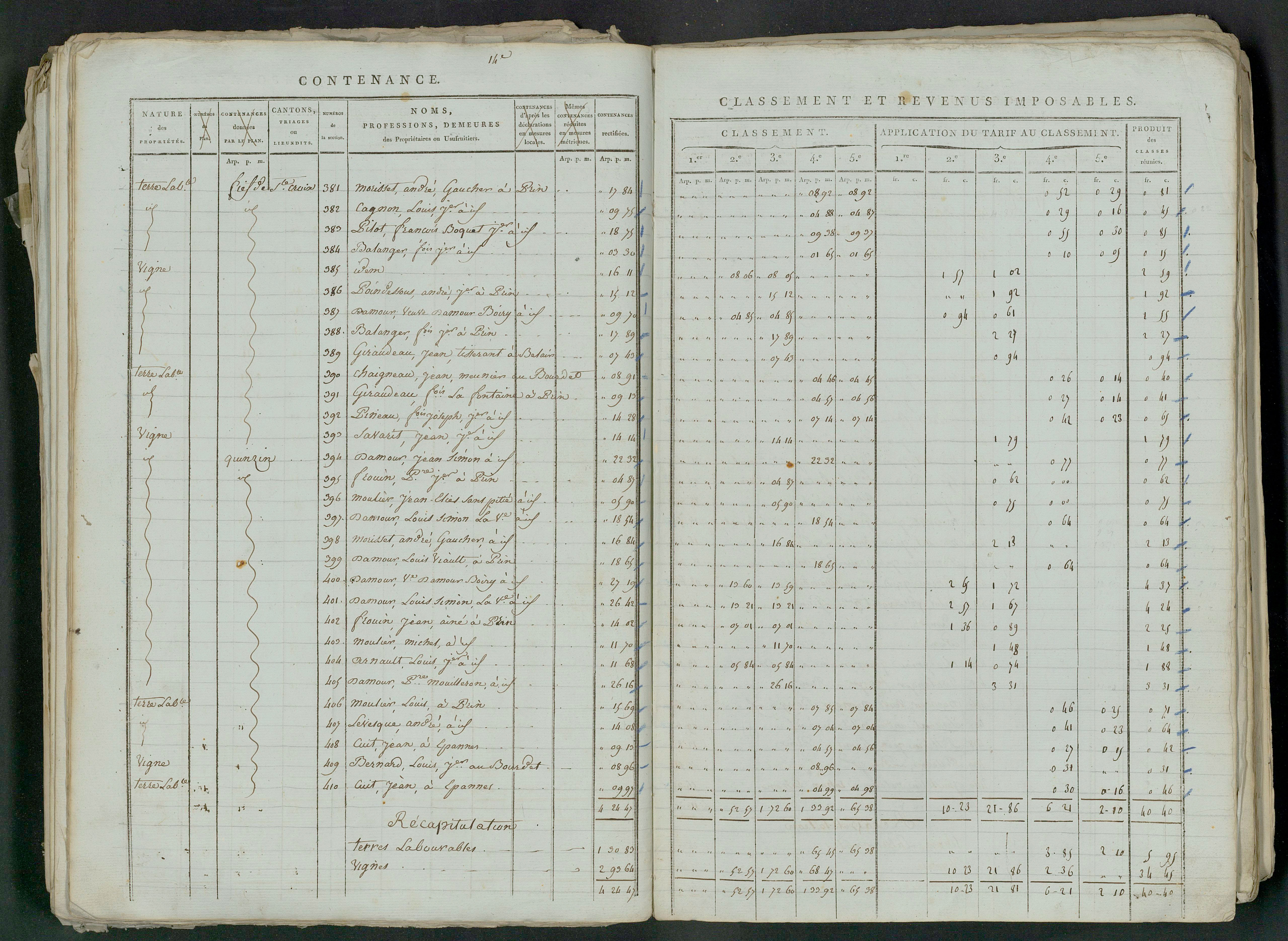 Prin-Deyrançon - FRAD079_CADASTRE_NAPOLEONIEN_MATRICES État de section et relevé des numéros de même nature de propriété 
