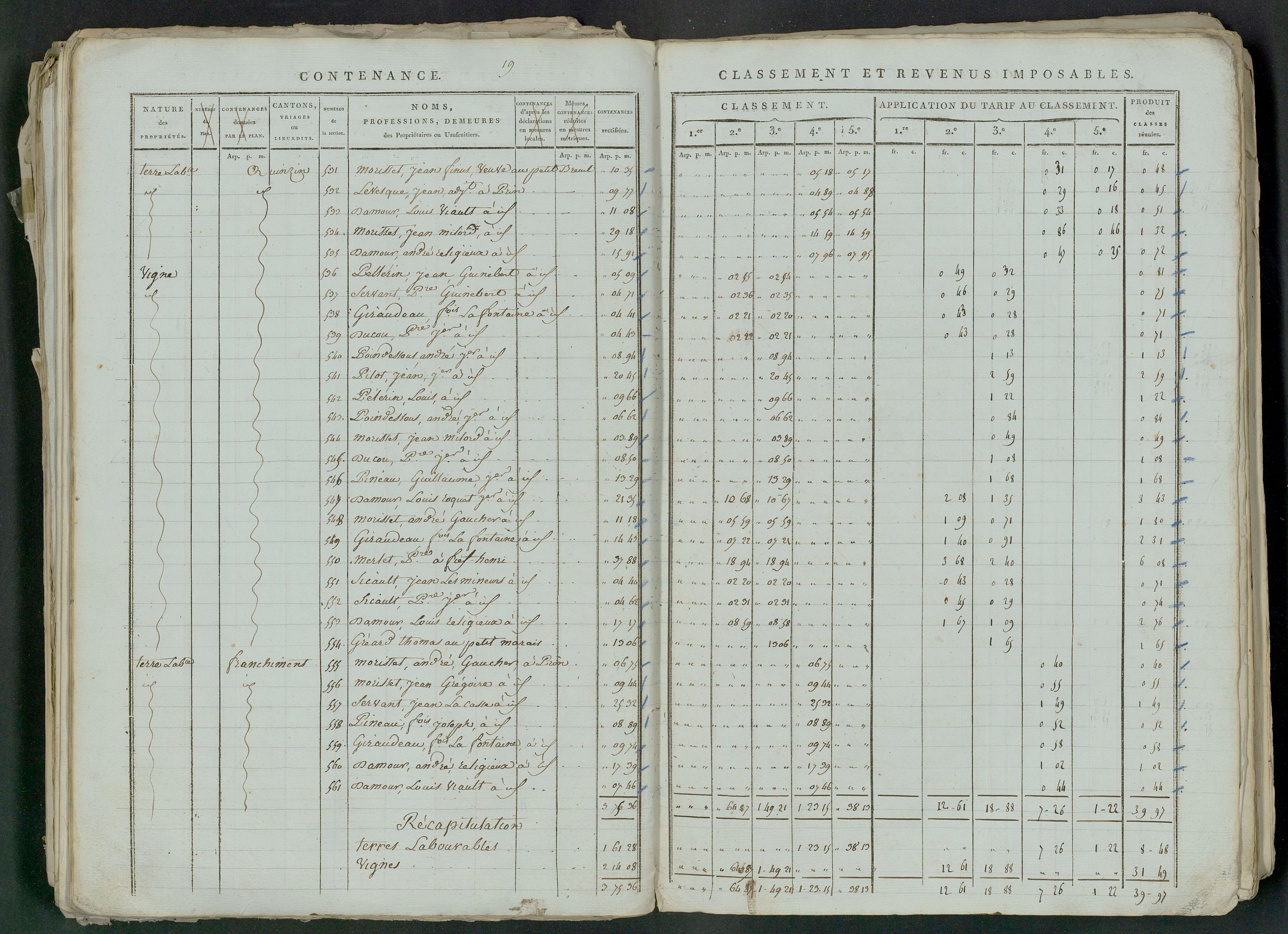 Prin-Deyrançon - FRAD079_CADASTRE_NAPOLEONIEN_MATRICES État de section et relevé des numéros de même nature de propriété 