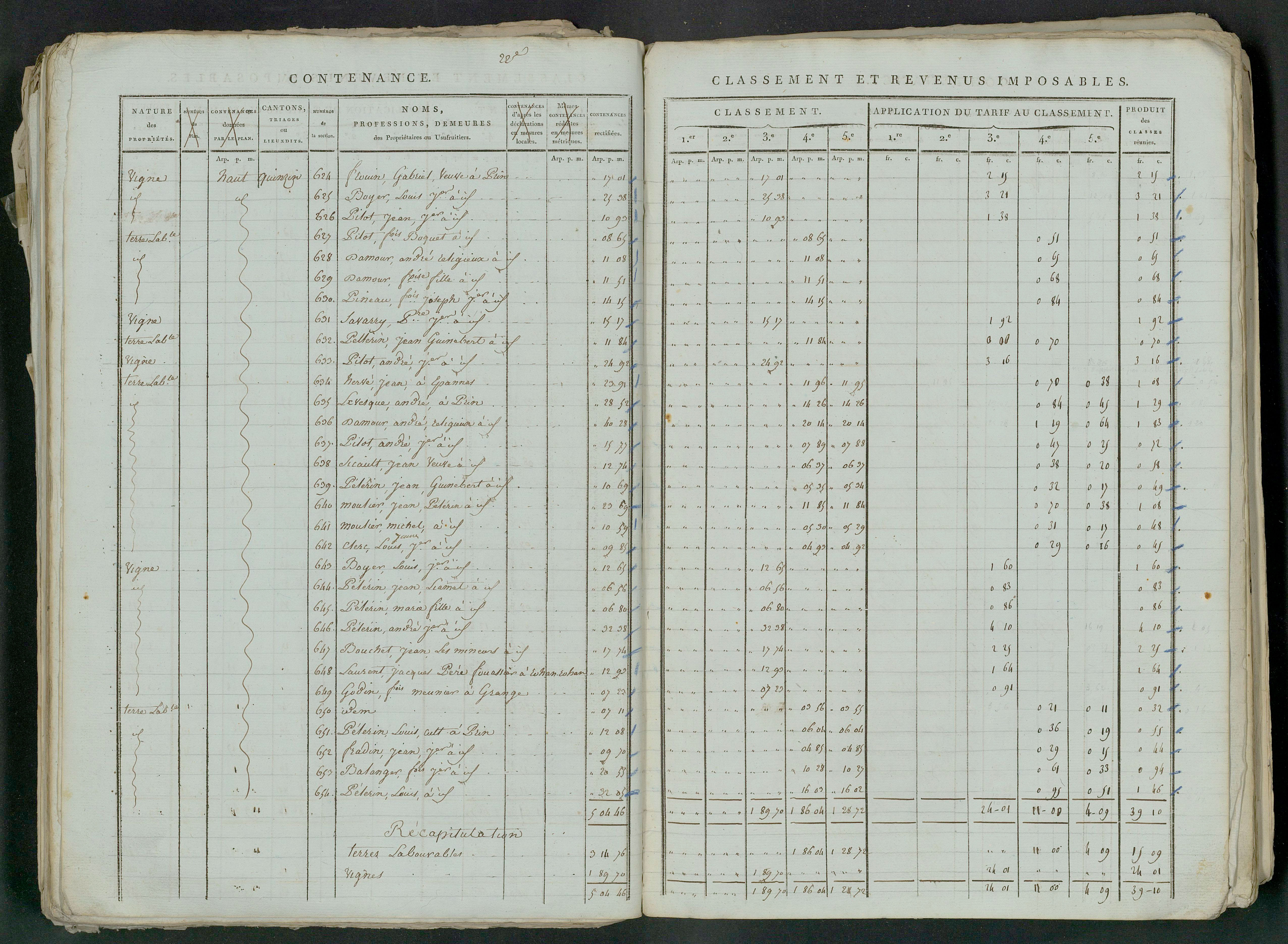 Prin-Deyrançon - FRAD079_CADASTRE_NAPOLEONIEN_MATRICES État de section et relevé des numéros de même nature de propriété 