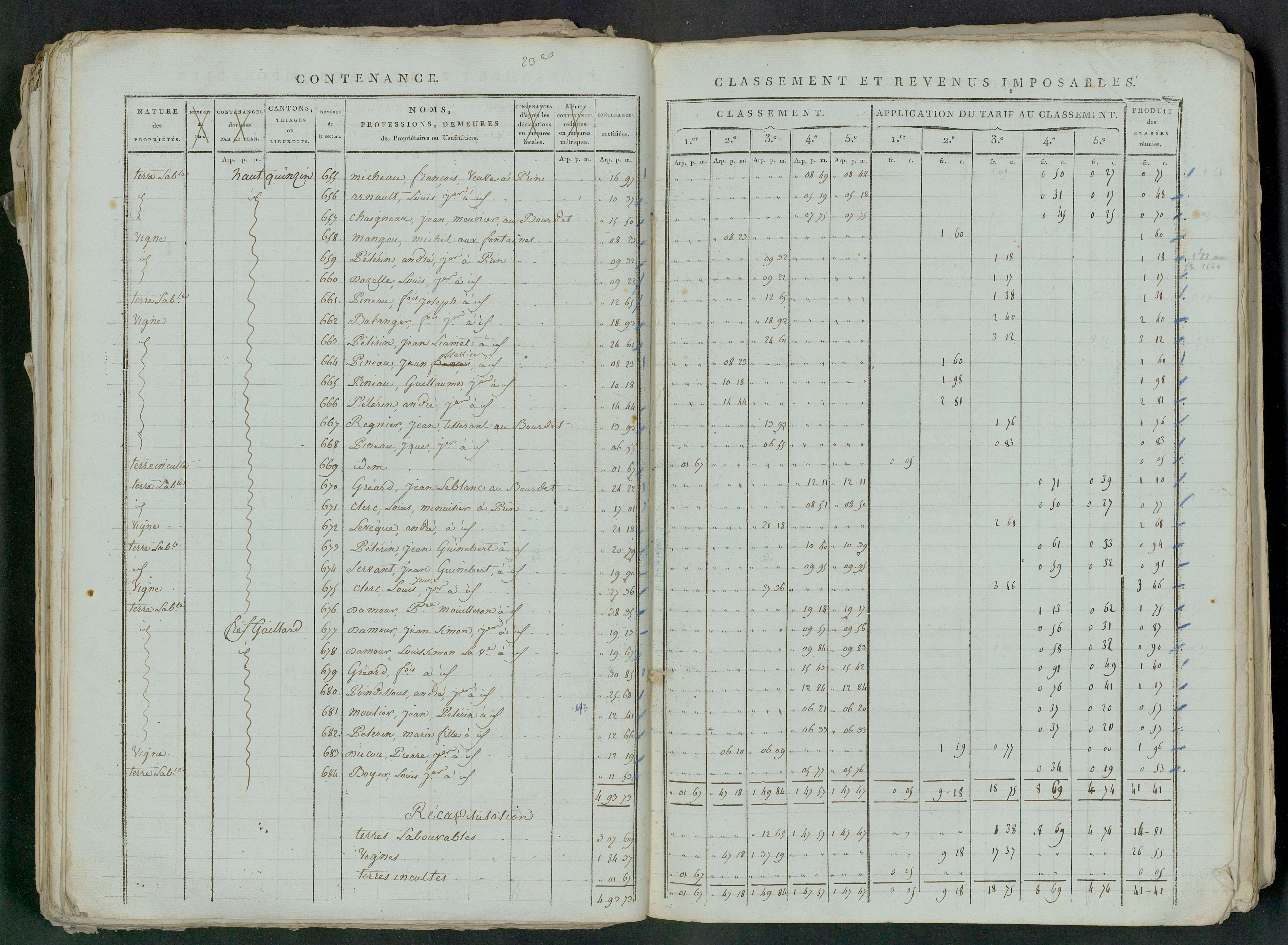 Prin-Deyrançon - FRAD079_CADASTRE_NAPOLEONIEN_MATRICES État de section et relevé des numéros de même nature de propriété 
