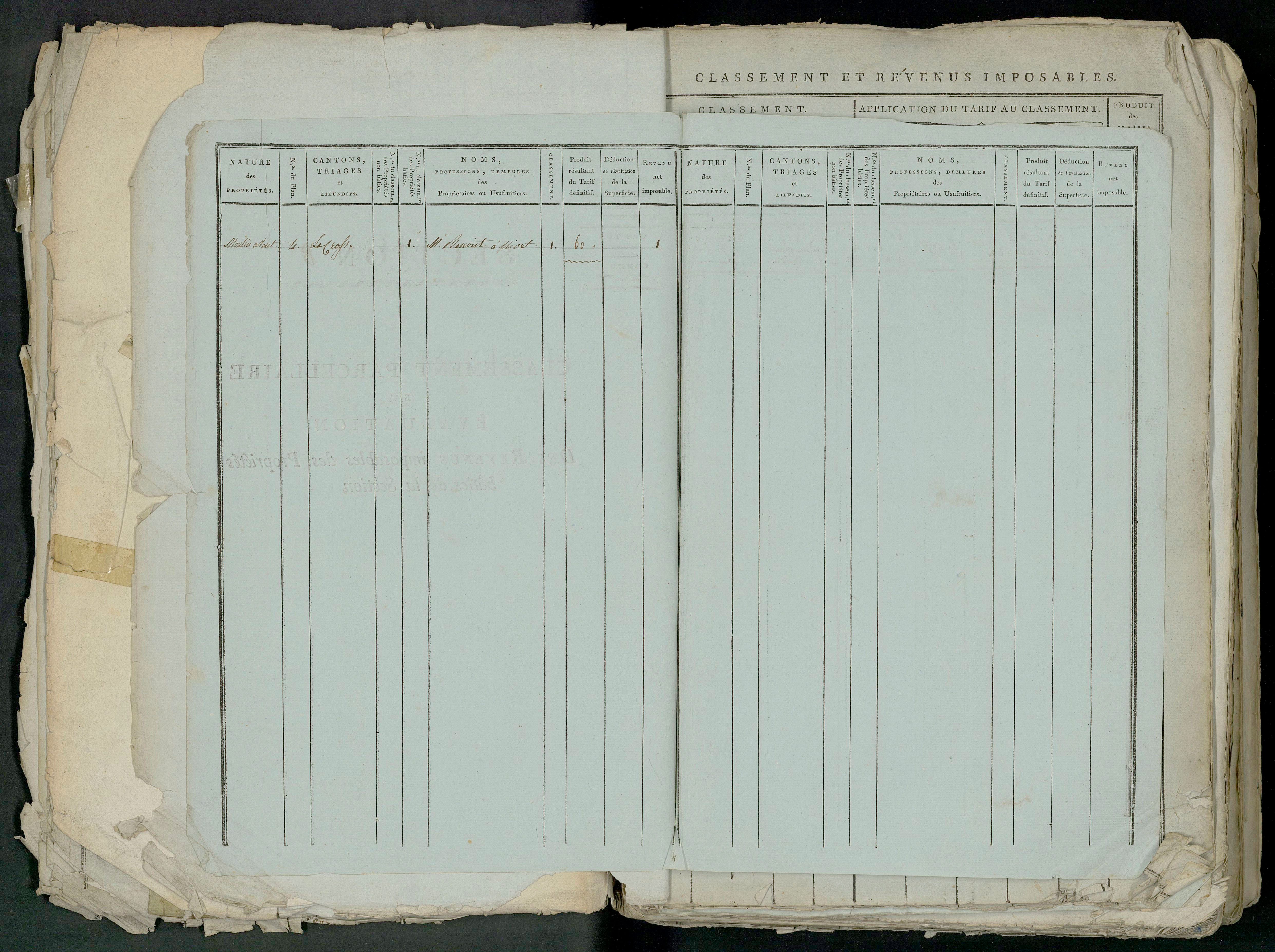 Prin-Deyrançon - FRAD079_CADASTRE_NAPOLEONIEN_MATRICES État de section et relevé des numéros de même nature de propriété 