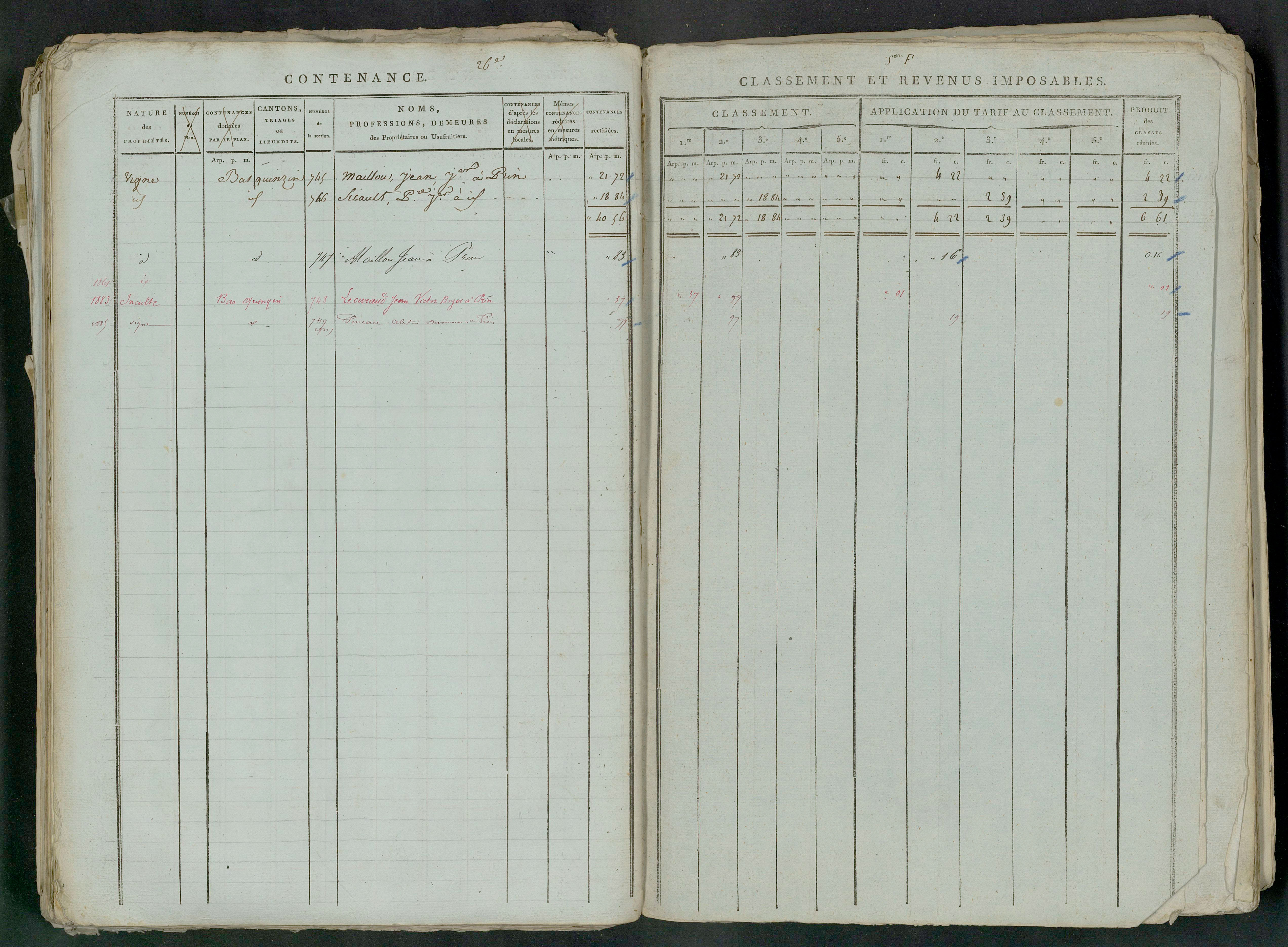 Prin-Deyrançon - FRAD079_CADASTRE_NAPOLEONIEN_MATRICES État de section et relevé des numéros de même nature de propriété 