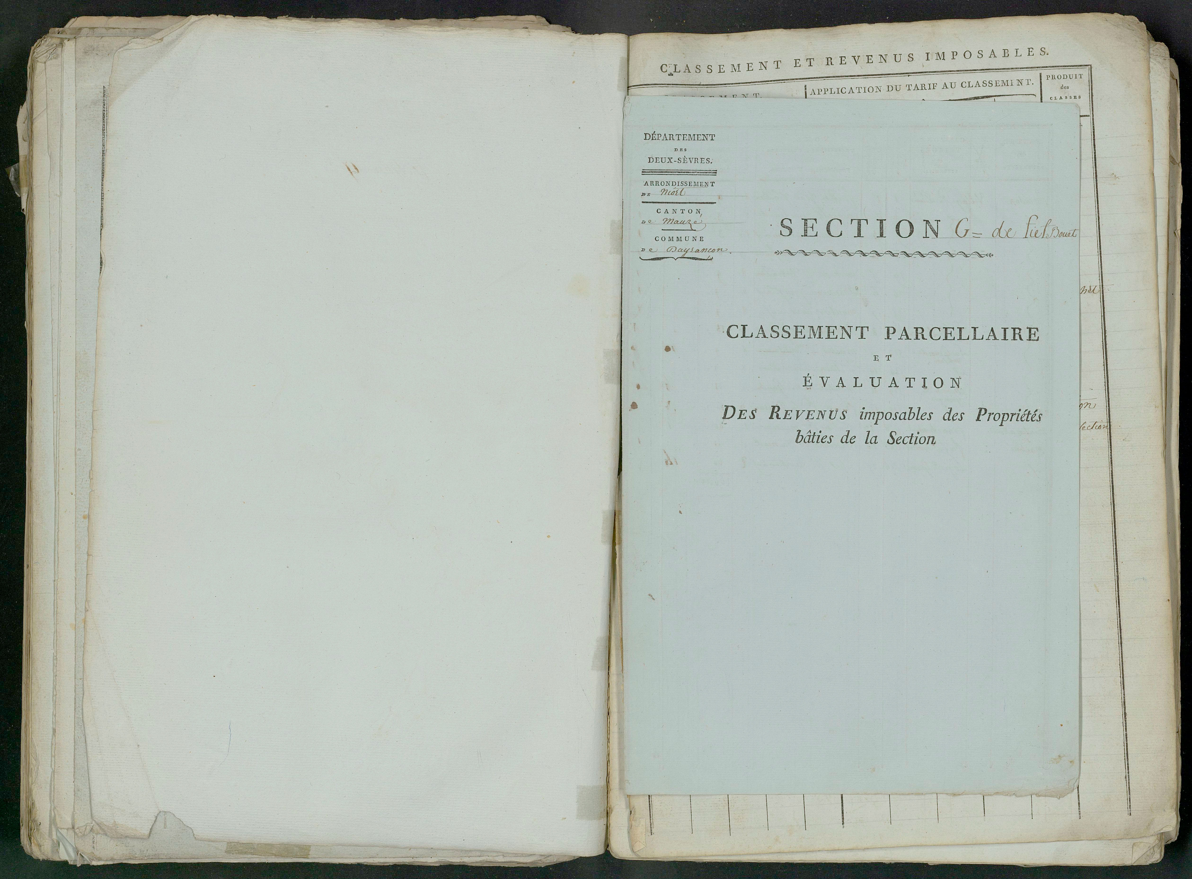 Prin-Deyrançon - FRAD079_CADASTRE_NAPOLEONIEN_MATRICES État de section et relevé des numéros de même nature de propriété 