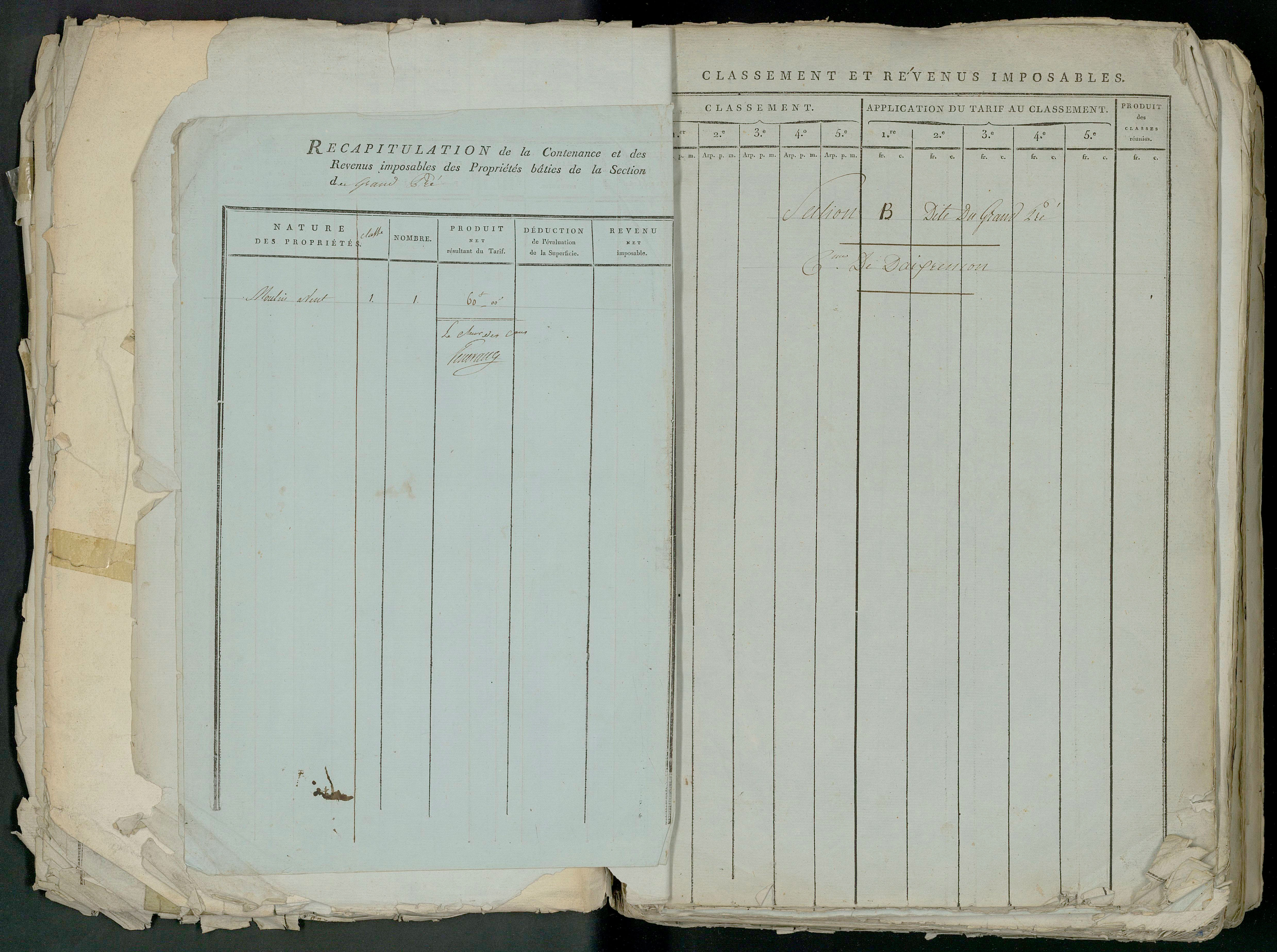 Prin-Deyrançon - FRAD079_CADASTRE_NAPOLEONIEN_MATRICES État de section et relevé des numéros de même nature de propriété 