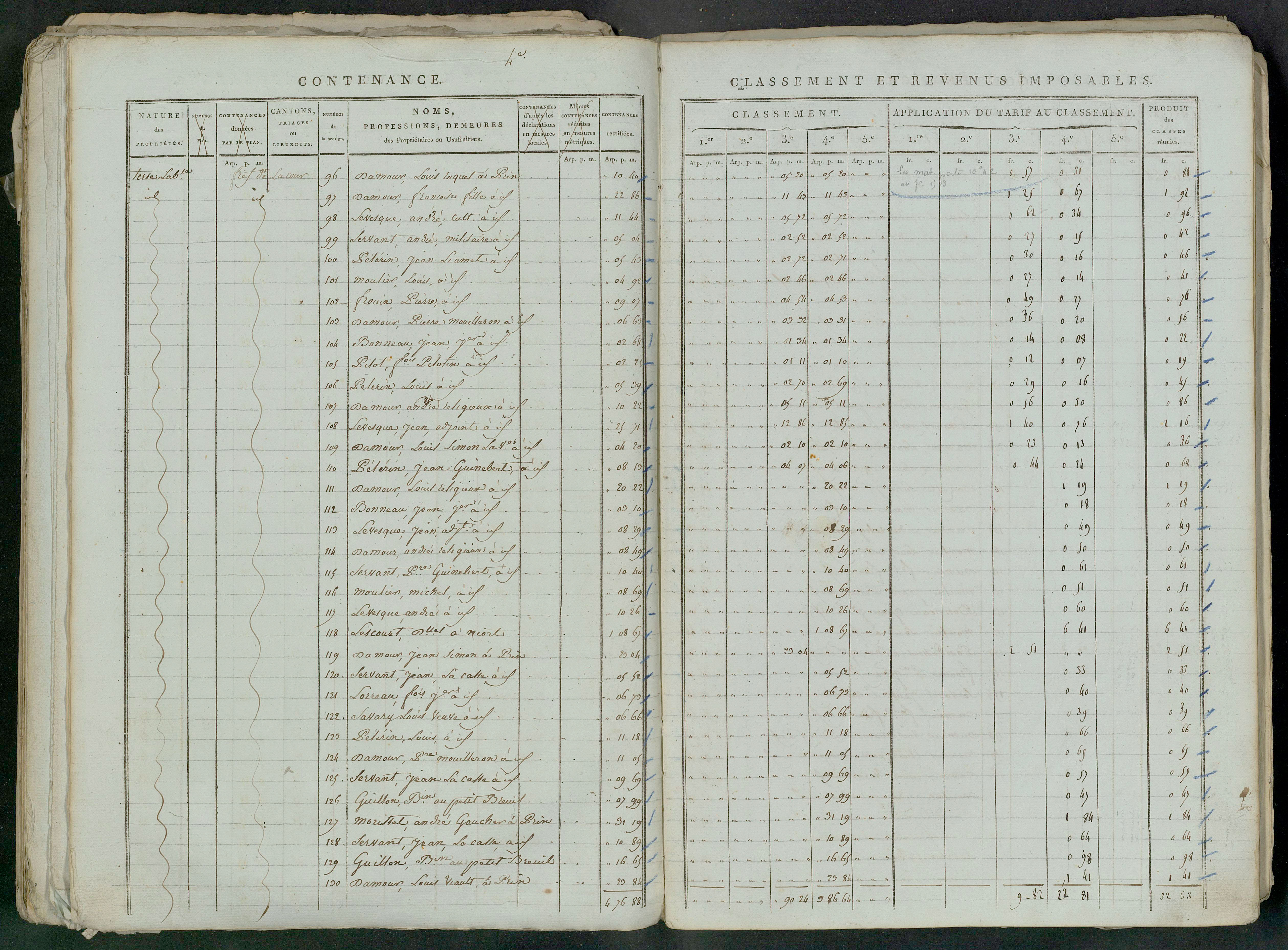 Prin-Deyrançon - FRAD079_CADASTRE_NAPOLEONIEN_MATRICES État de section et relevé des numéros de même nature de propriété 