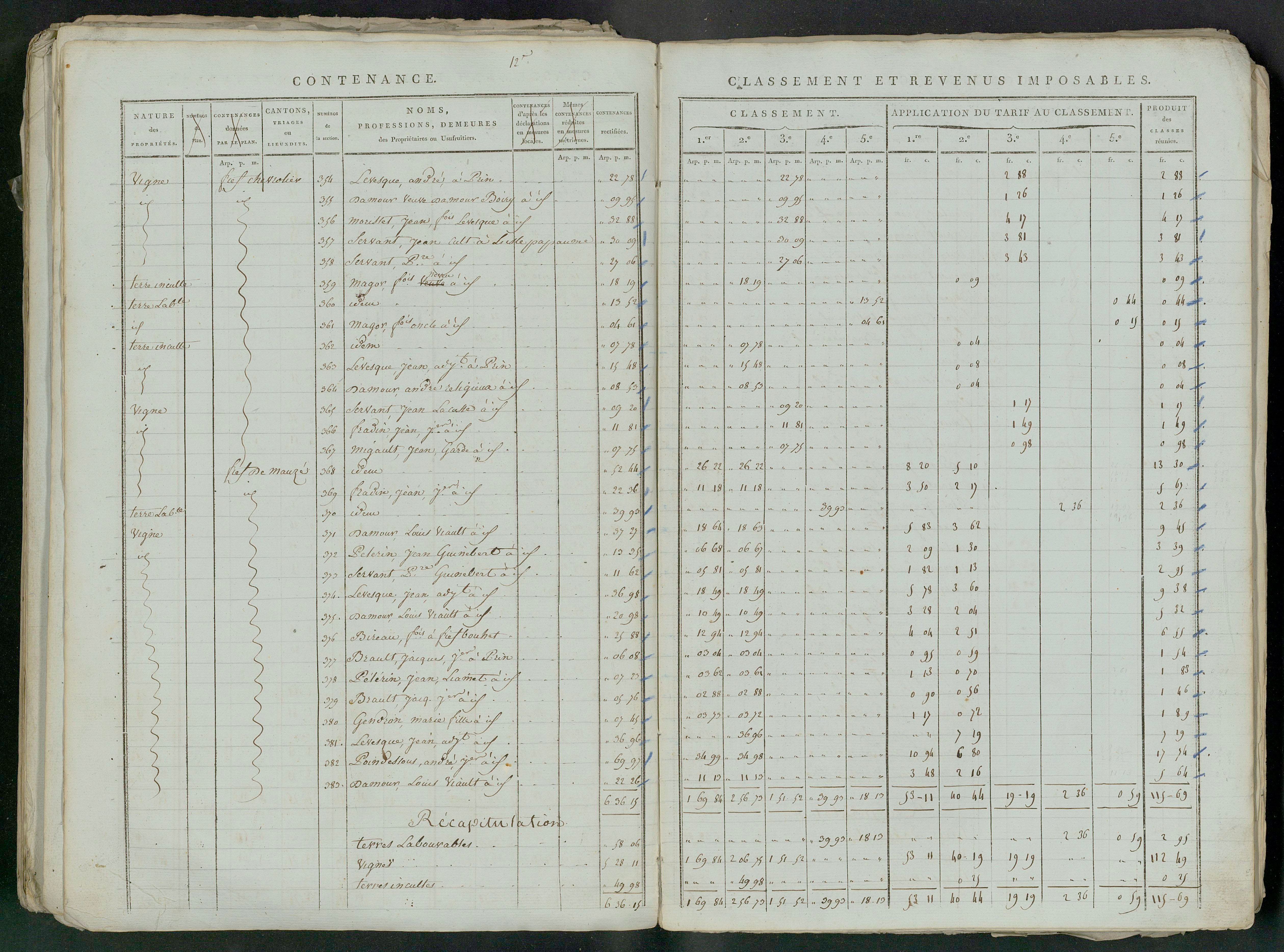 Prin-Deyrançon - FRAD079_CADASTRE_NAPOLEONIEN_MATRICES État de section et relevé des numéros de même nature de propriété 
