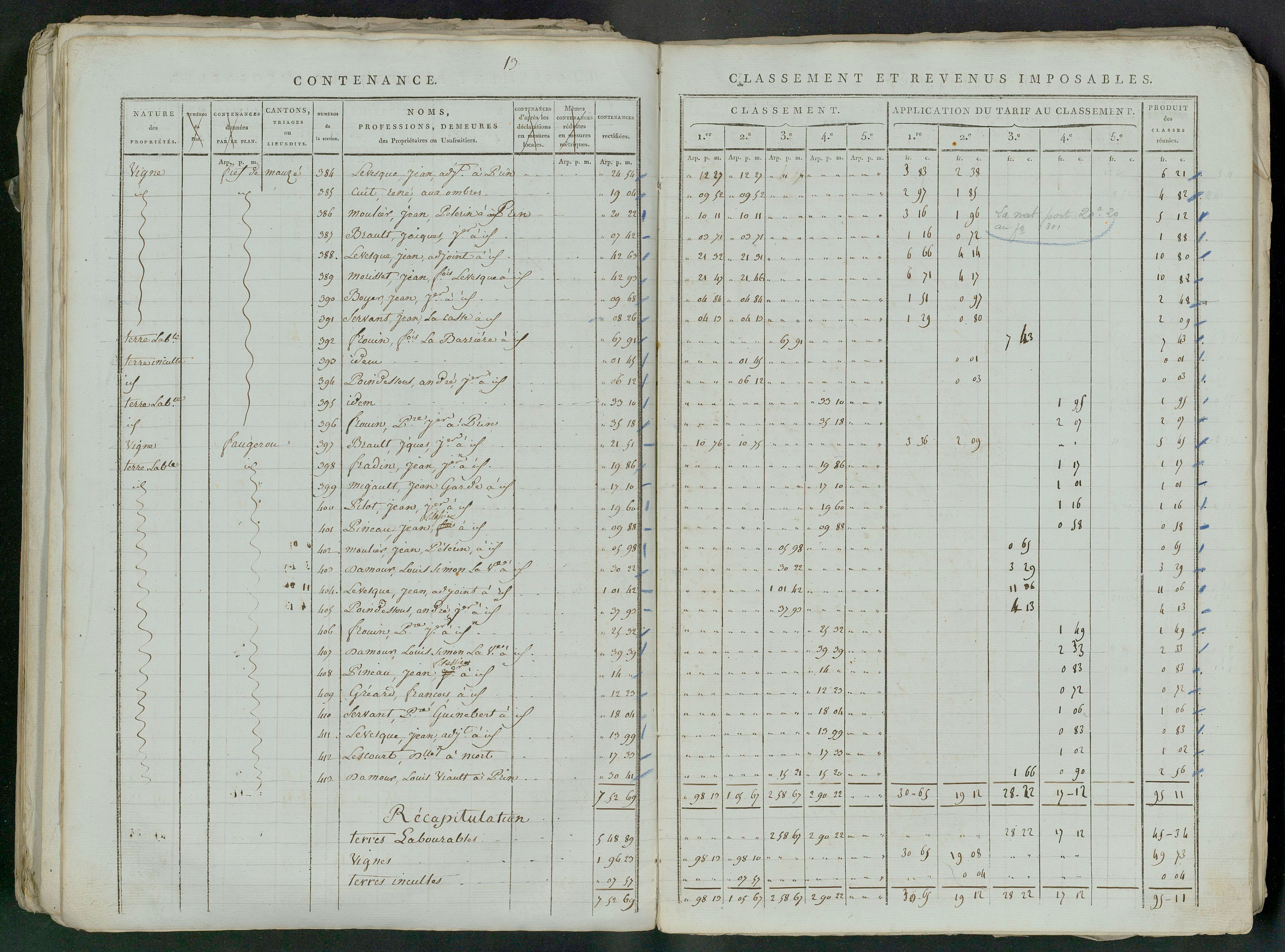 Prin-Deyrançon - FRAD079_CADASTRE_NAPOLEONIEN_MATRICES État de section et relevé des numéros de même nature de propriété 