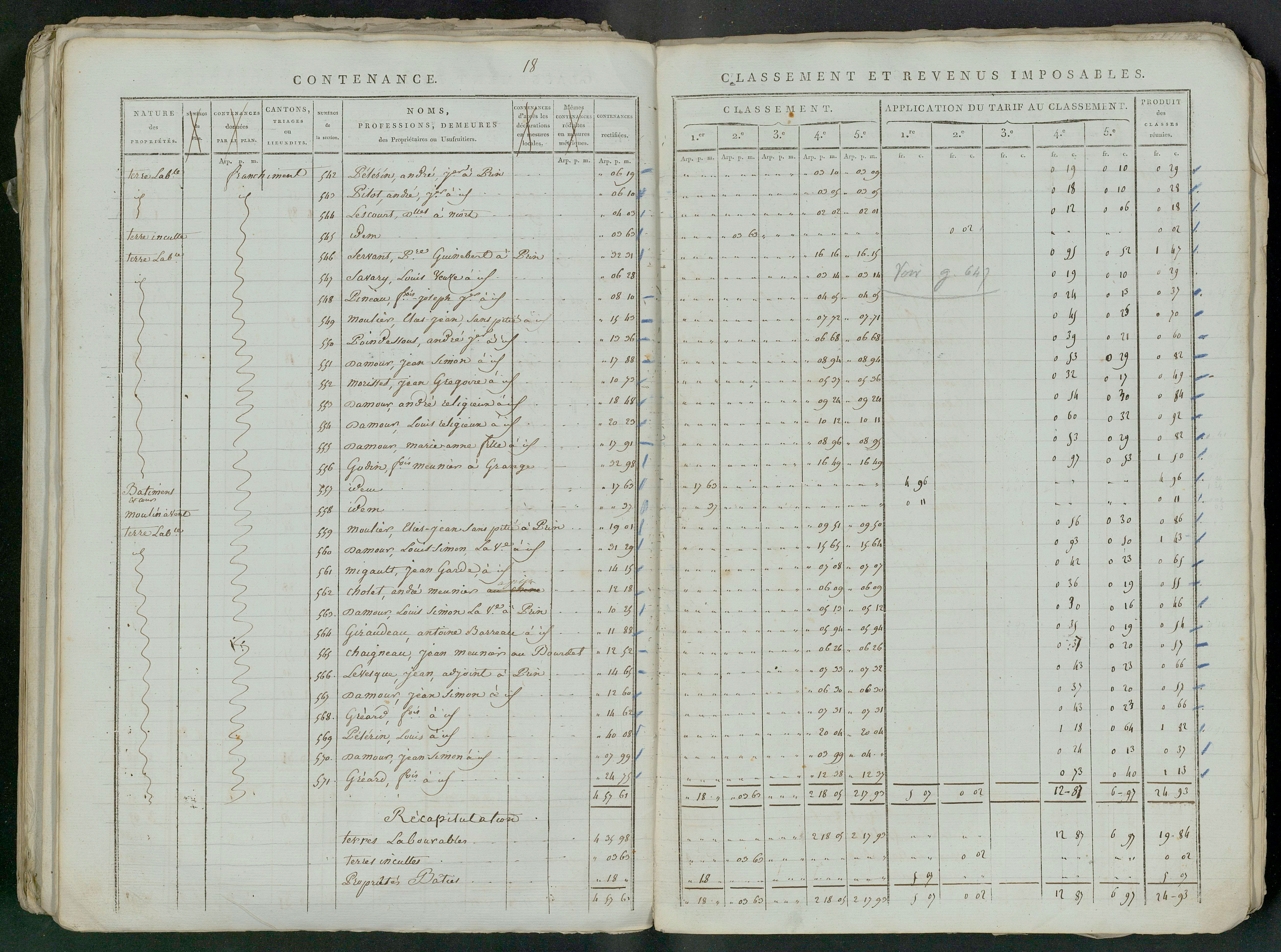 Prin-Deyrançon - FRAD079_CADASTRE_NAPOLEONIEN_MATRICES État de section et relevé des numéros de même nature de propriété 