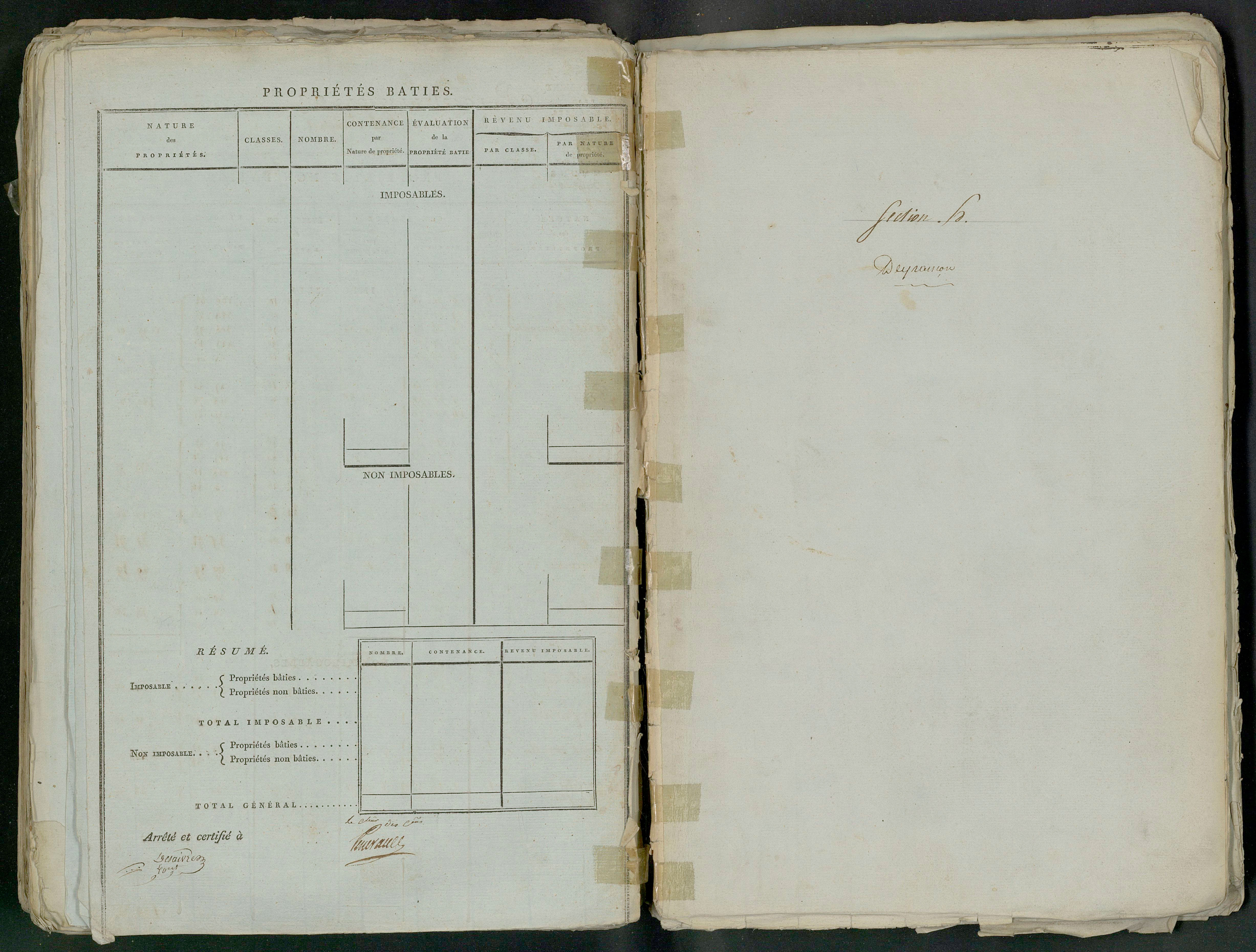 Prin-Deyrançon - FRAD079_CADASTRE_NAPOLEONIEN_MATRICES État de section et relevé des numéros de même nature de propriété 