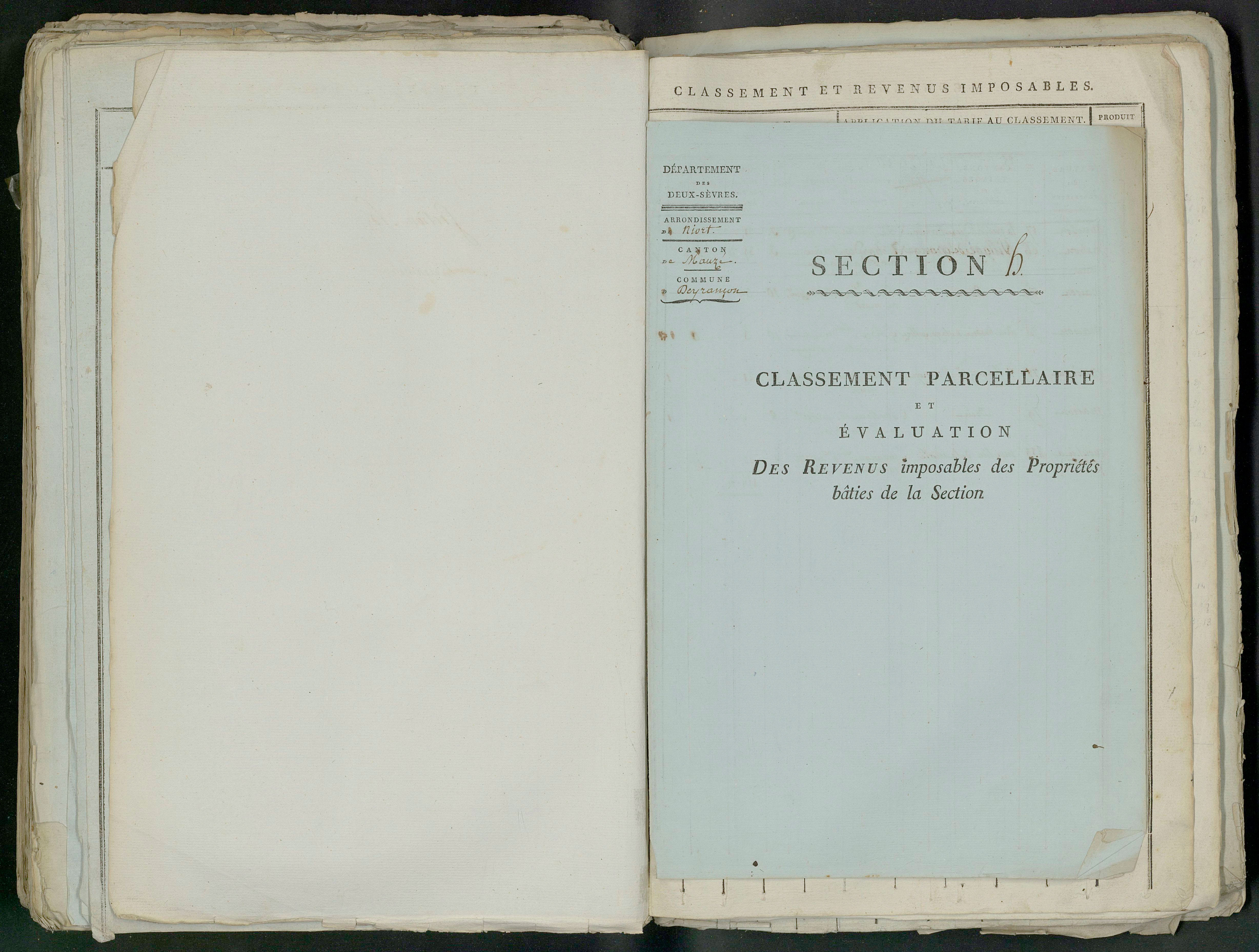 Prin-Deyrançon - FRAD079_CADASTRE_NAPOLEONIEN_MATRICES État de section et relevé des numéros de même nature de propriété 