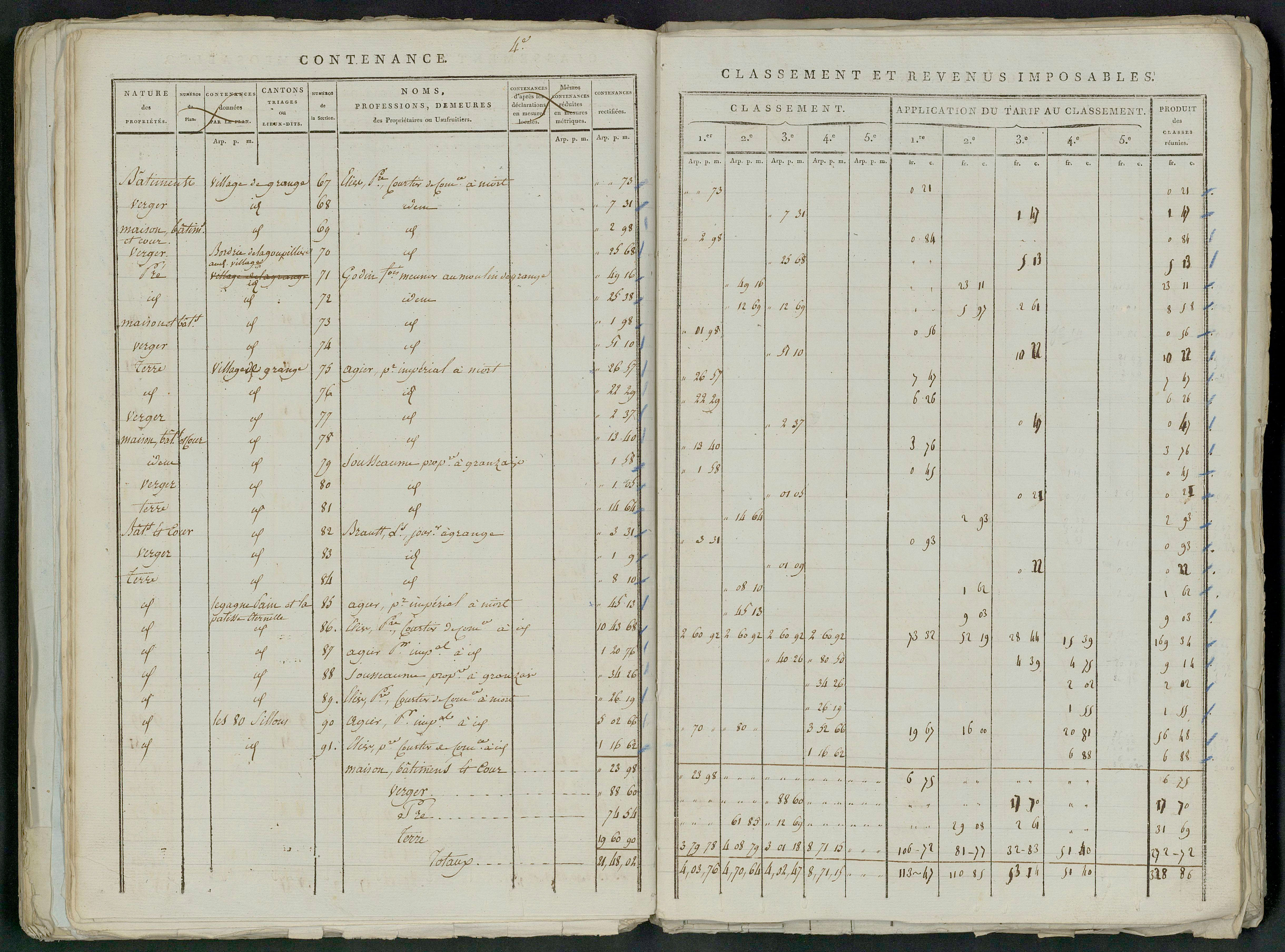 Prin-Deyrançon - FRAD079_CADASTRE_NAPOLEONIEN_MATRICES État de section et relevé des numéros de même nature de propriété 