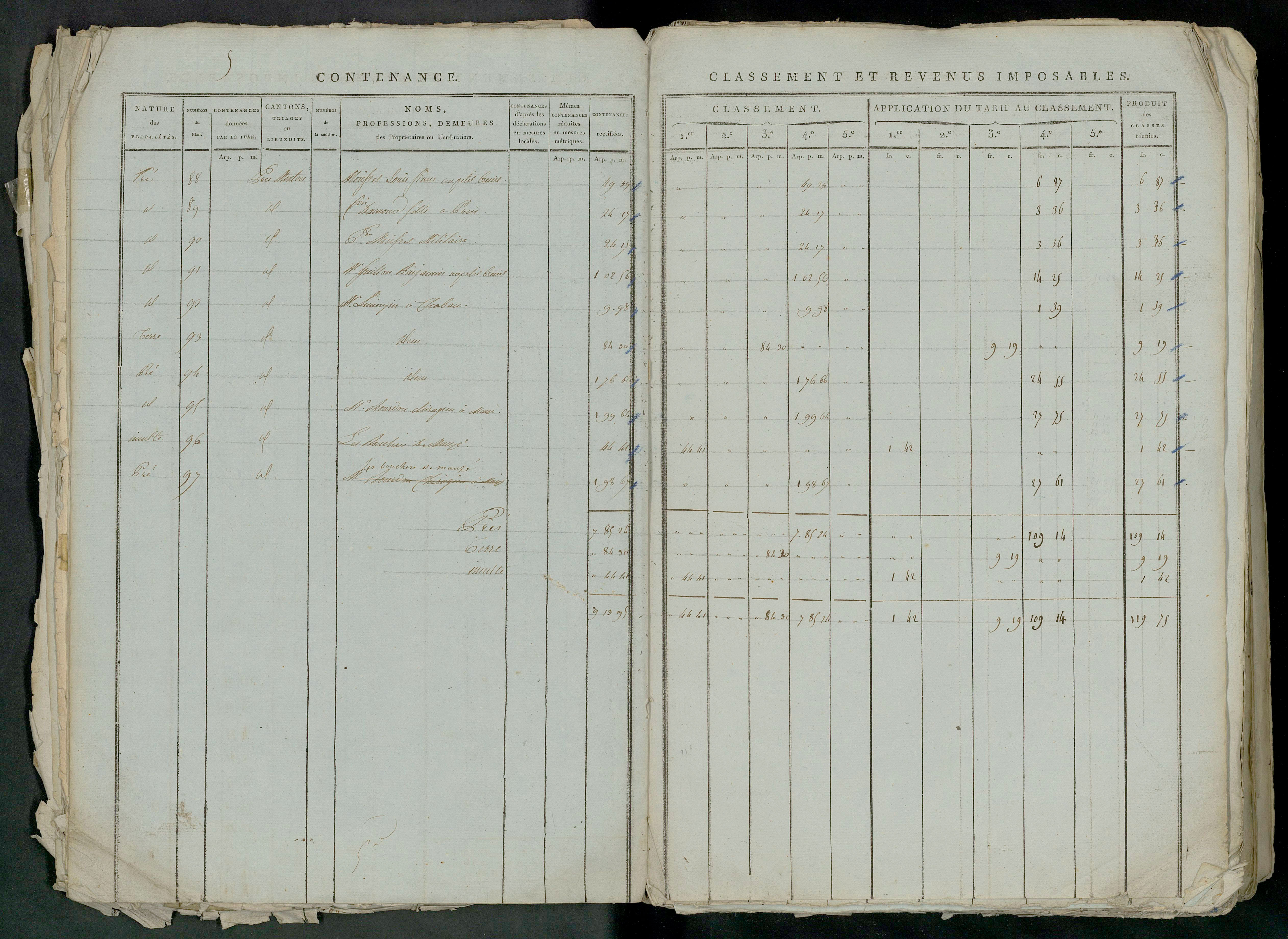 Prin-Deyrançon - FRAD079_CADASTRE_NAPOLEONIEN_MATRICES État de section et relevé des numéros de même nature de propriété 