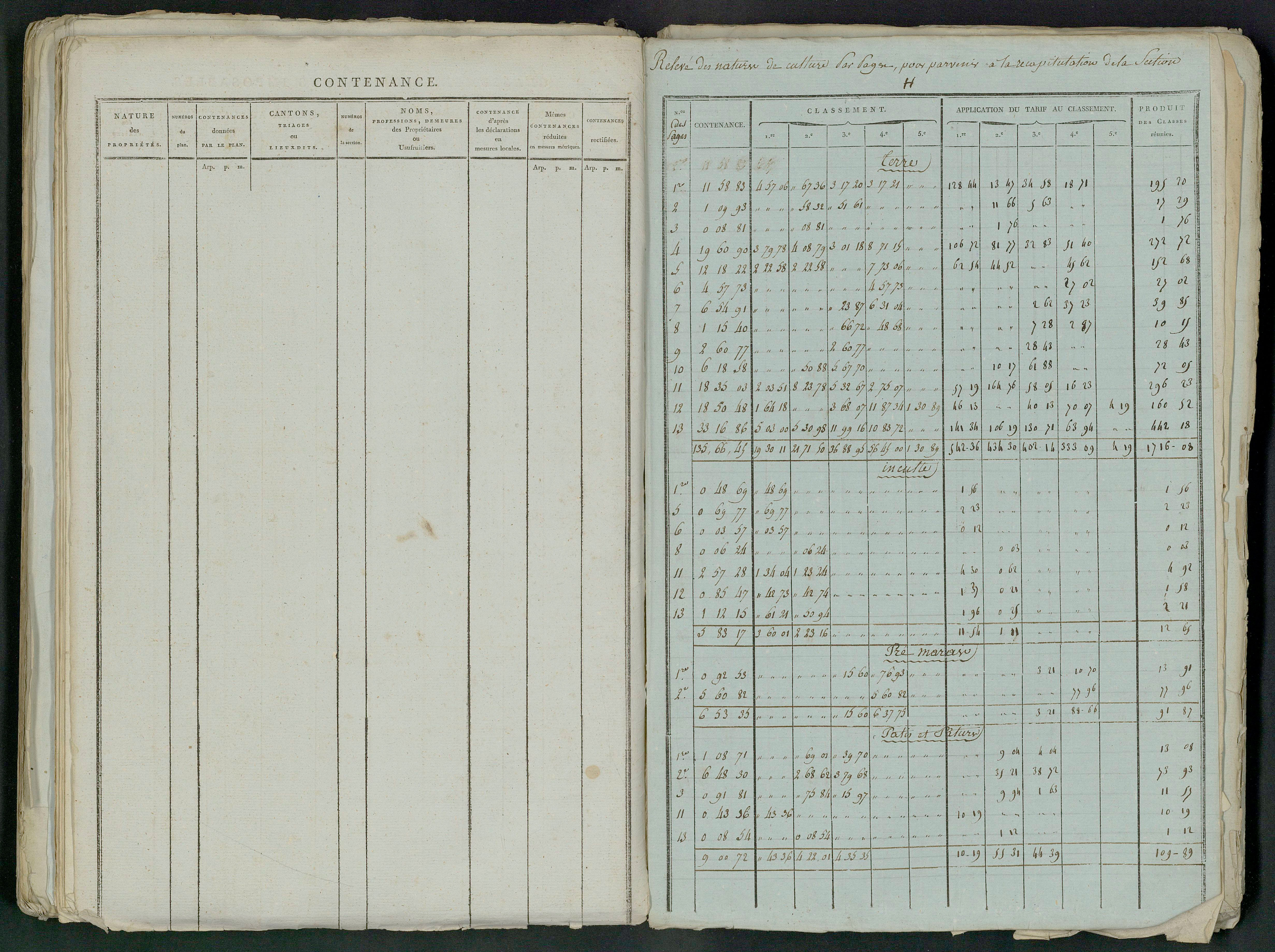 Prin-Deyrançon - FRAD079_CADASTRE_NAPOLEONIEN_MATRICES État de section et relevé des numéros de même nature de propriété 