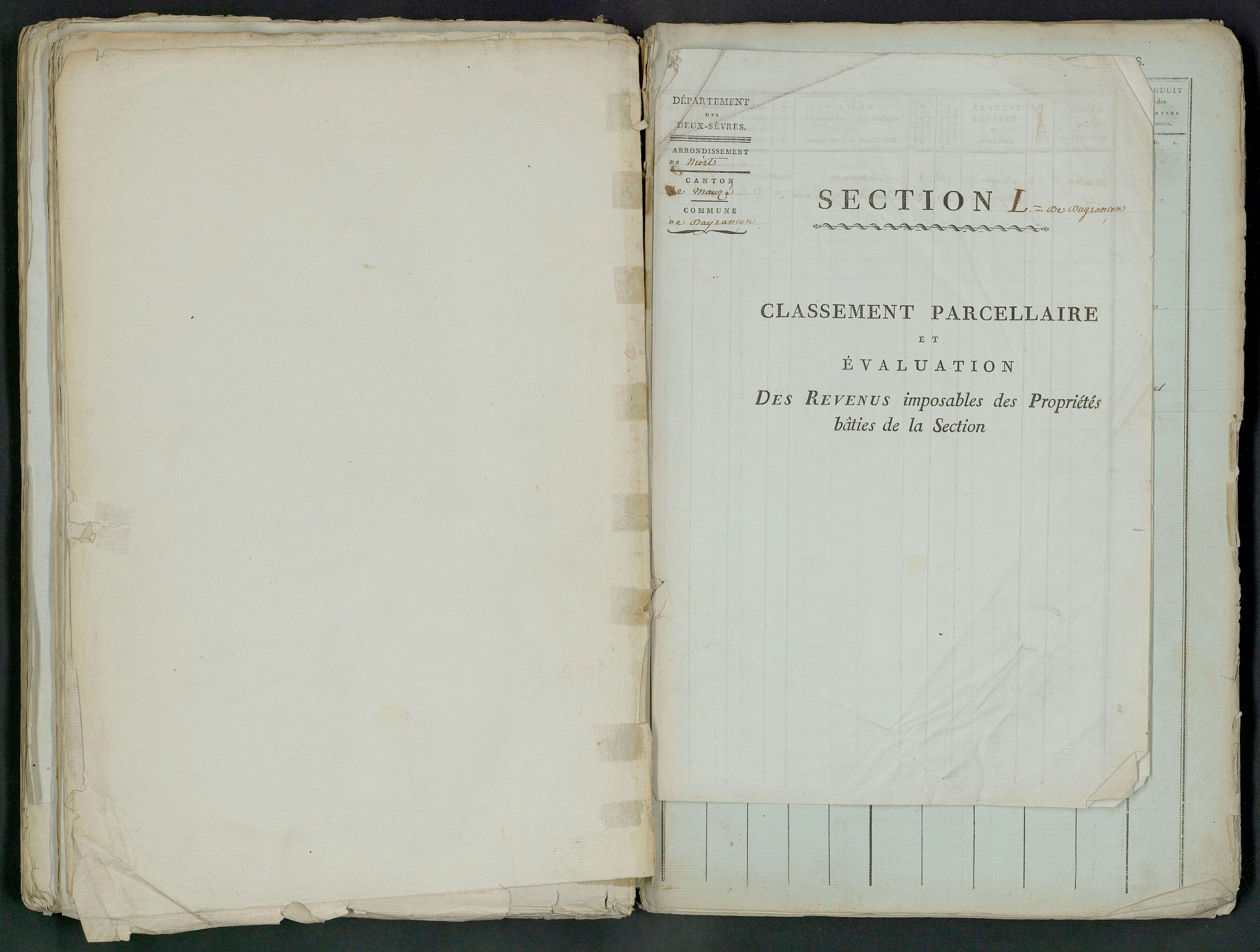 Prin-Deyrançon - FRAD079_CADASTRE_NAPOLEONIEN_MATRICES État de section et relevé des numéros de même nature de propriété 
