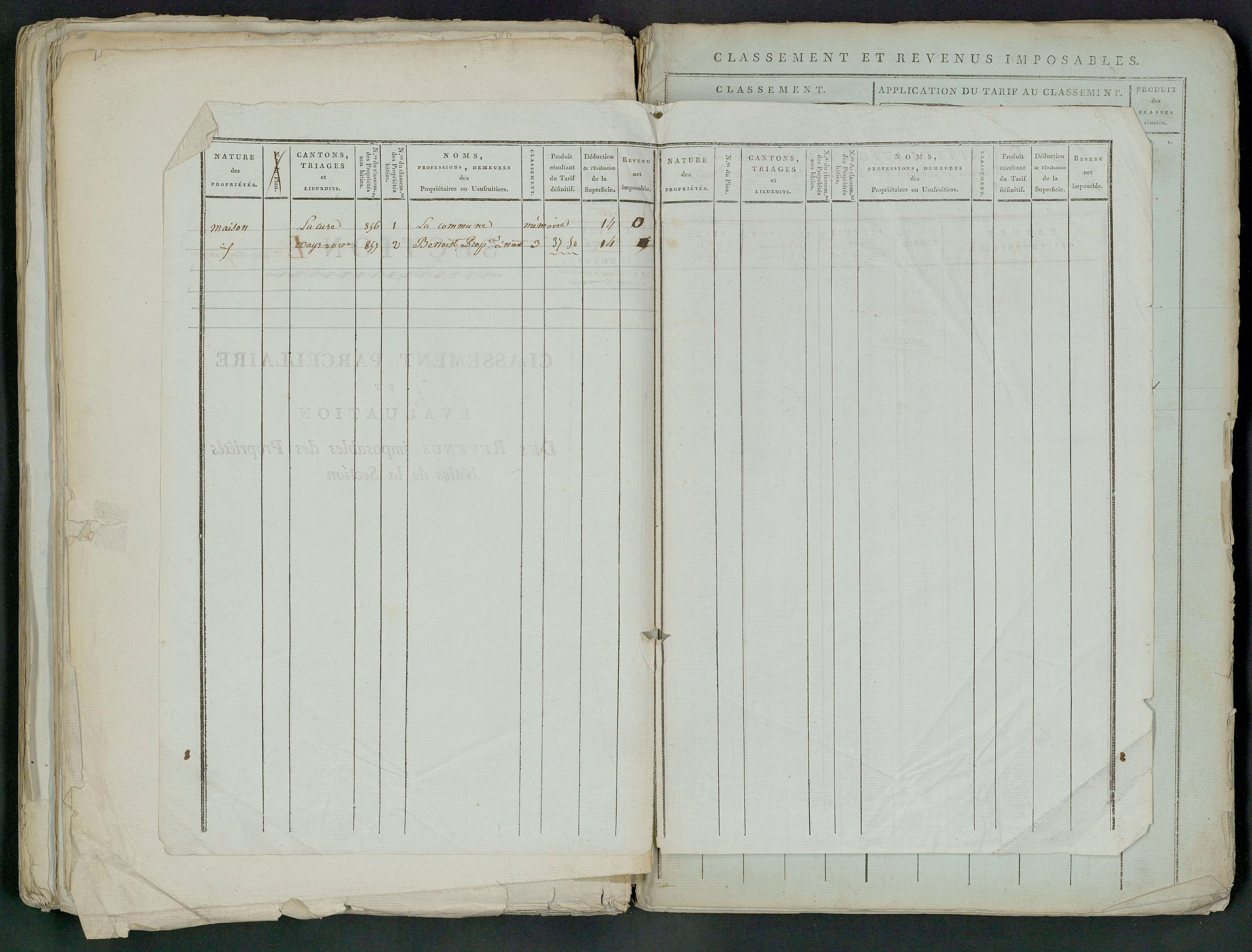 Prin-Deyrançon - FRAD079_CADASTRE_NAPOLEONIEN_MATRICES État de section et relevé des numéros de même nature de propriété 
