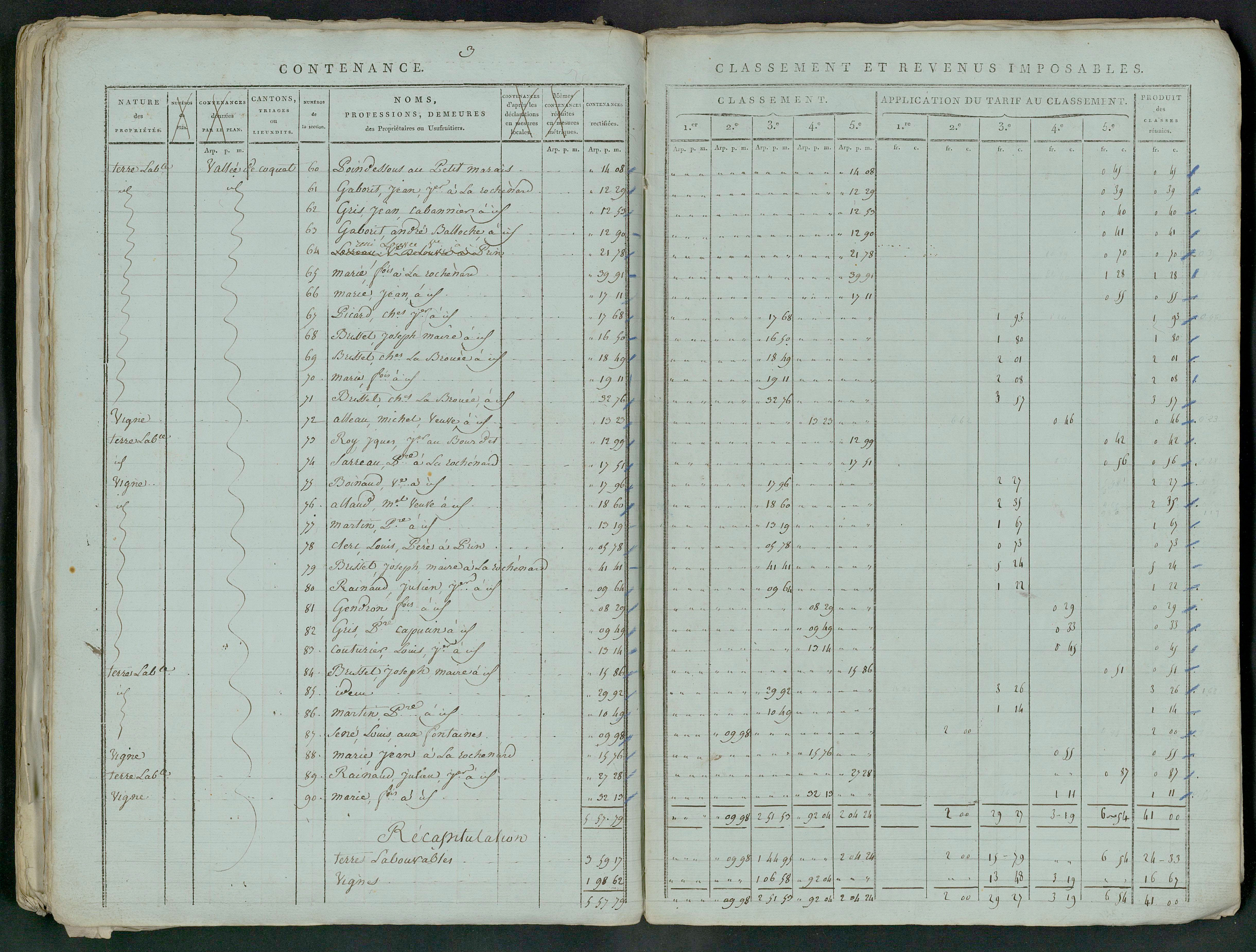 Prin-Deyrançon - FRAD079_CADASTRE_NAPOLEONIEN_MATRICES État de section et relevé des numéros de même nature de propriété 