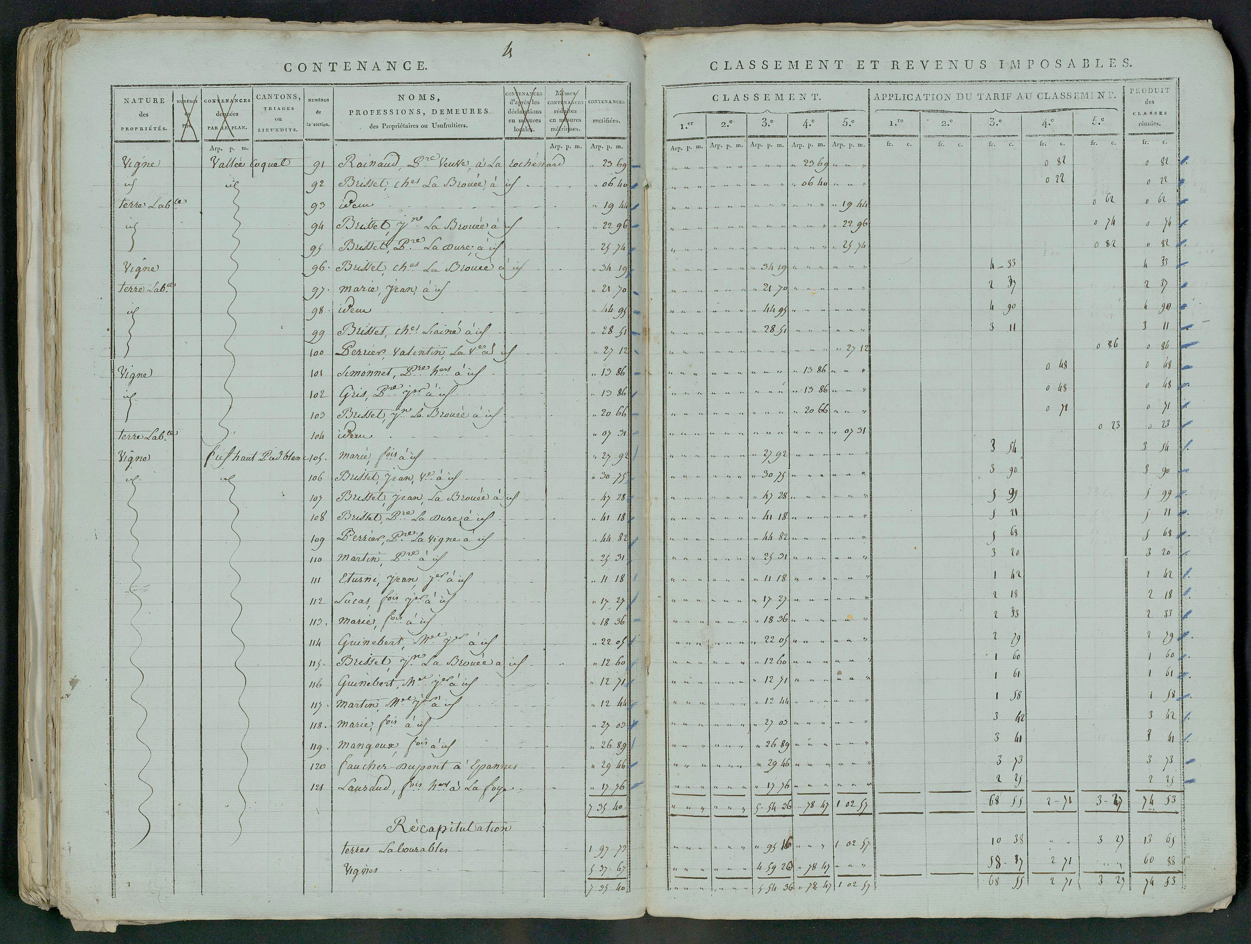 Prin-Deyrançon - FRAD079_CADASTRE_NAPOLEONIEN_MATRICES État de section et relevé des numéros de même nature de propriété 