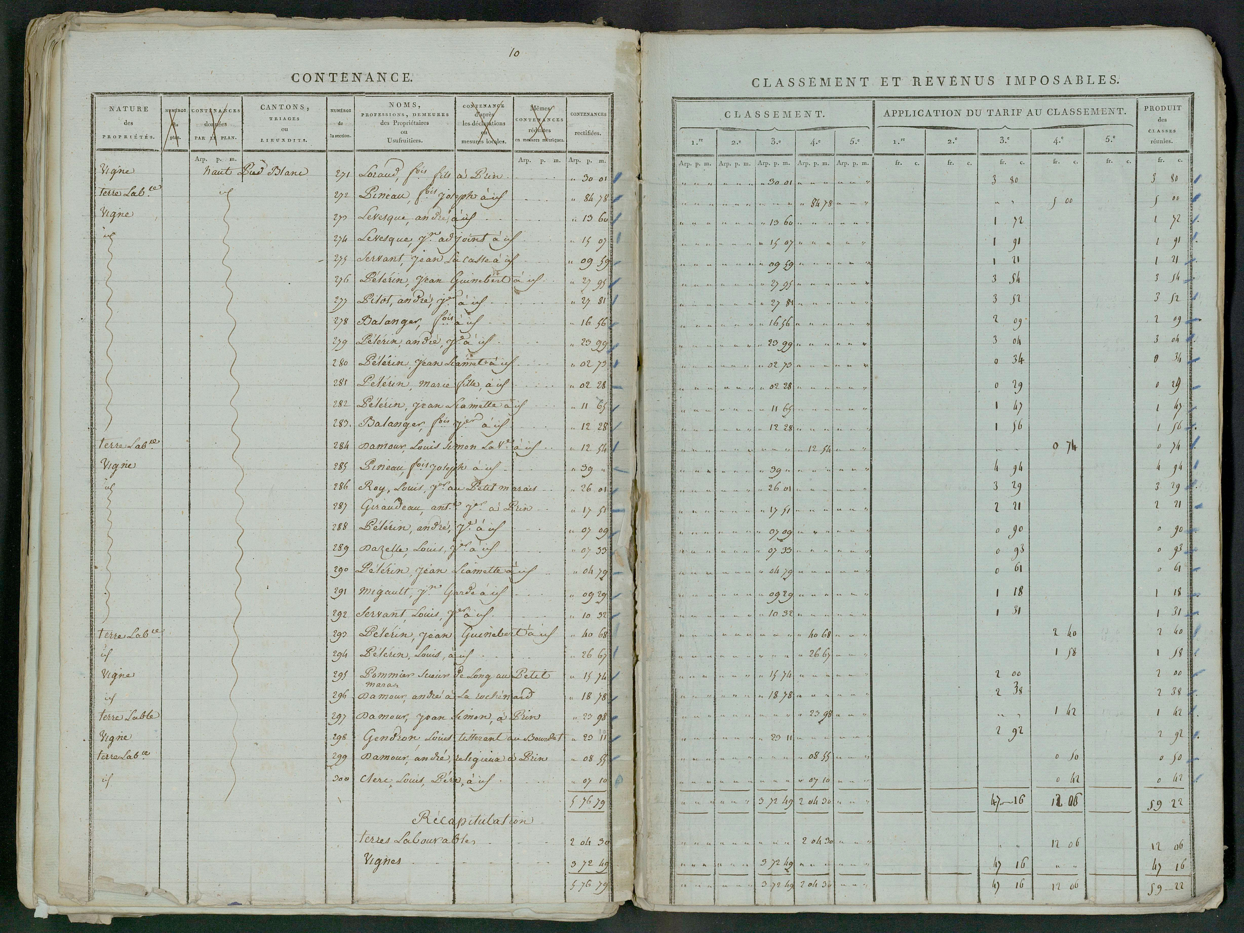 Prin-Deyrançon - FRAD079_CADASTRE_NAPOLEONIEN_MATRICES État de section et relevé des numéros de même nature de propriété 