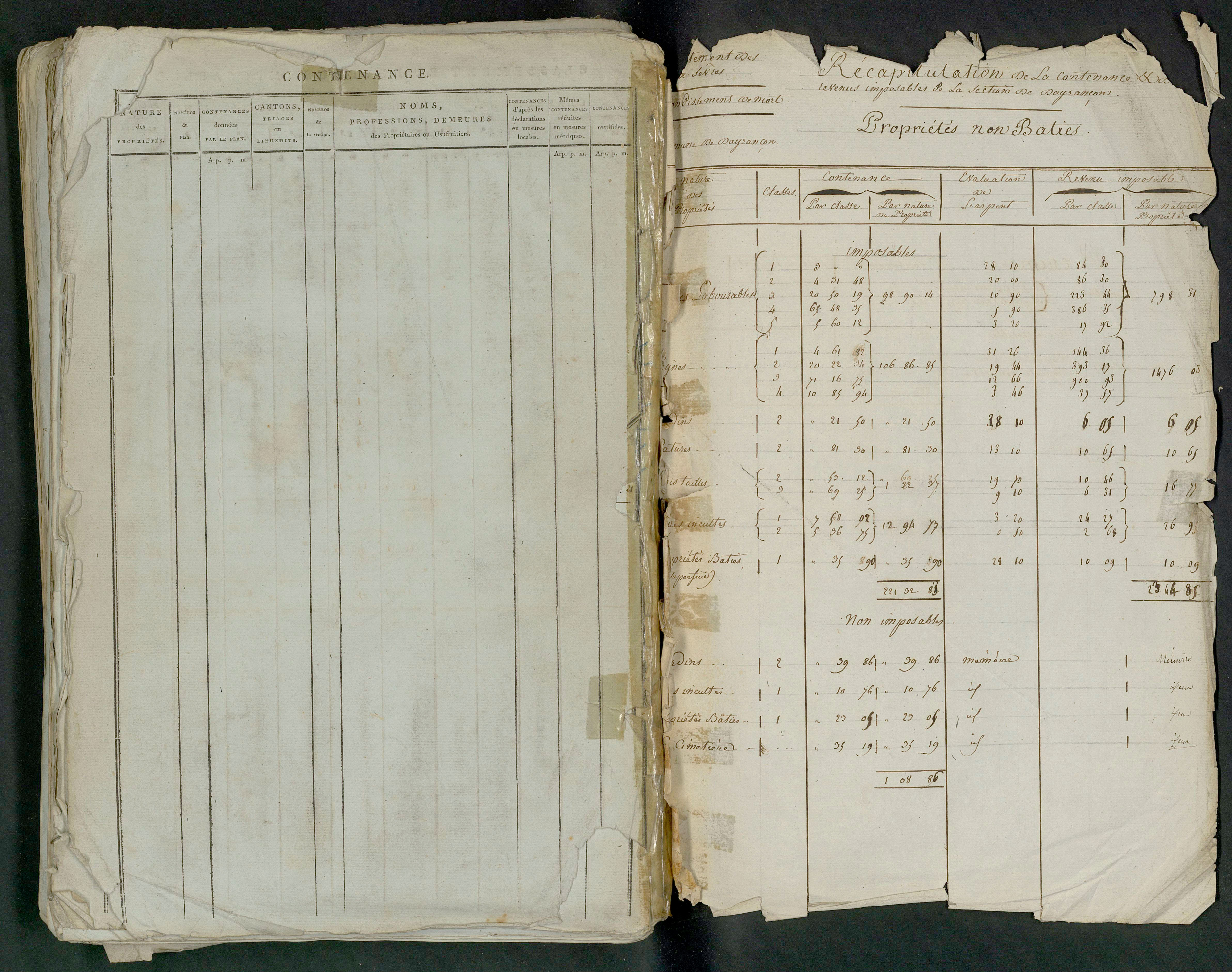 Prin-Deyrançon - FRAD079_CADASTRE_NAPOLEONIEN_MATRICES État de section et relevé des numéros de même nature de propriété 