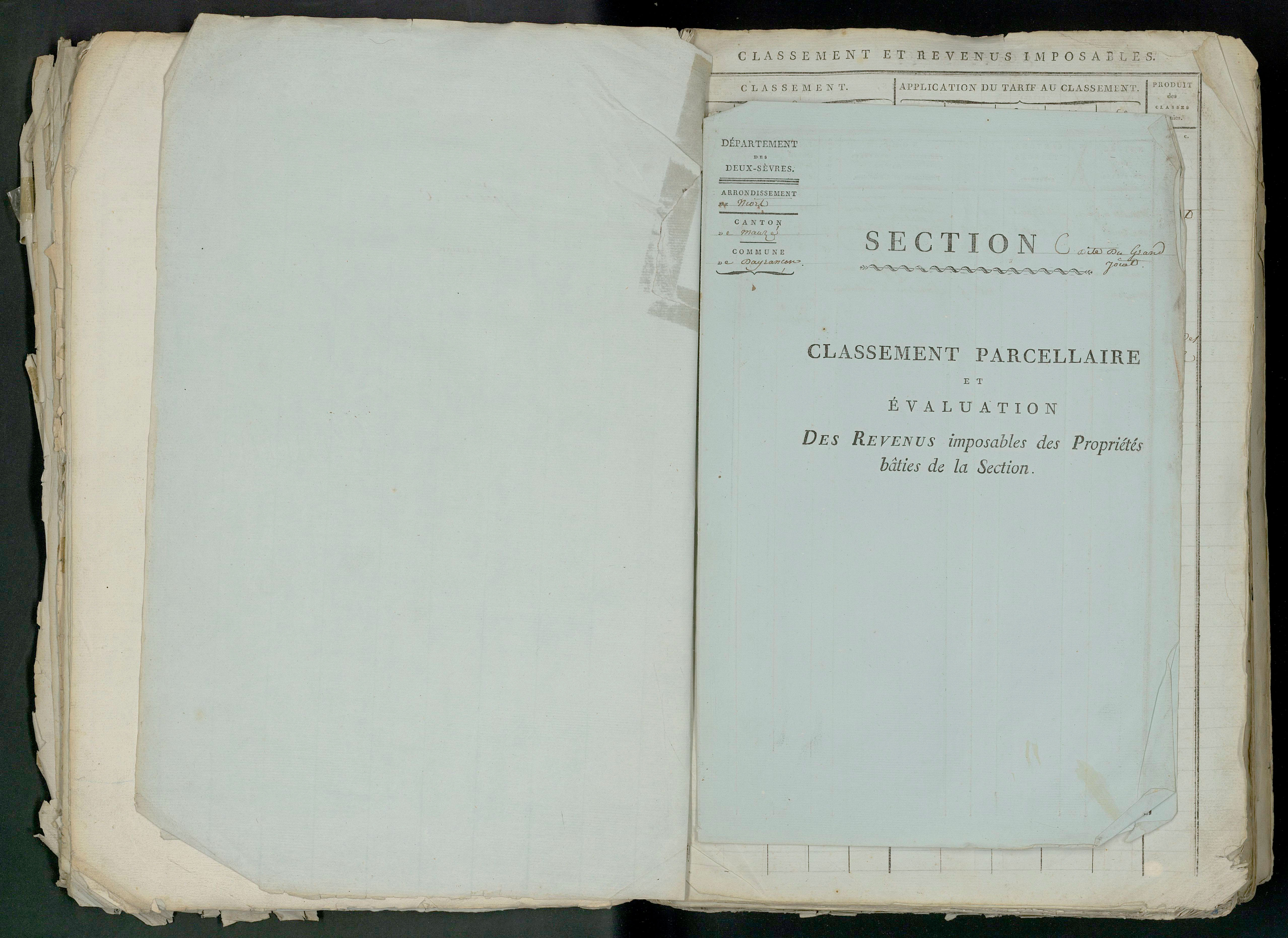 Prin-Deyrançon - FRAD079_CADASTRE_NAPOLEONIEN_MATRICES État de section et relevé des numéros de même nature de propriété 