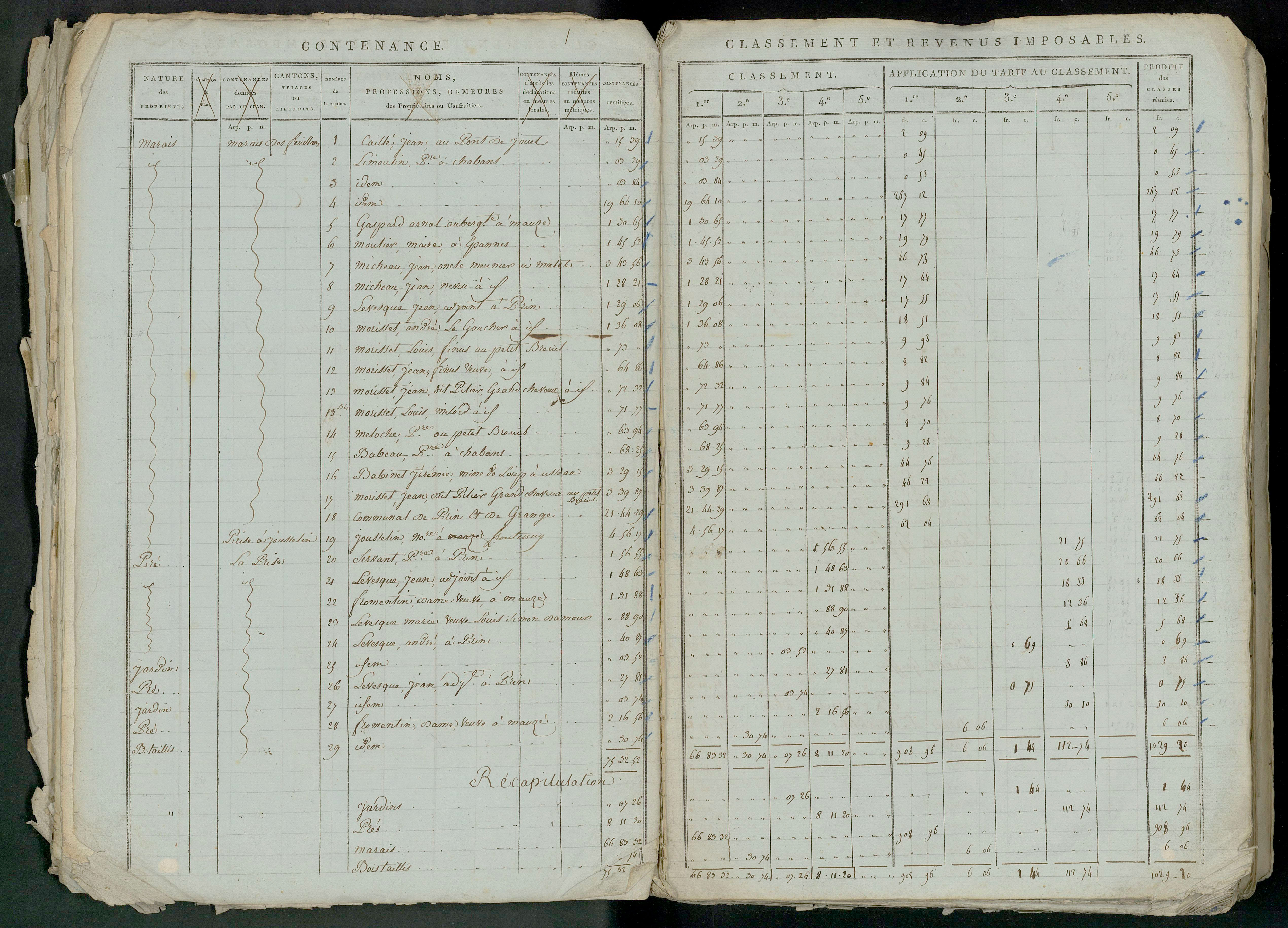 Prin-Deyrançon - FRAD079_CADASTRE_NAPOLEONIEN_MATRICES État de section et relevé des numéros de même nature de propriété 