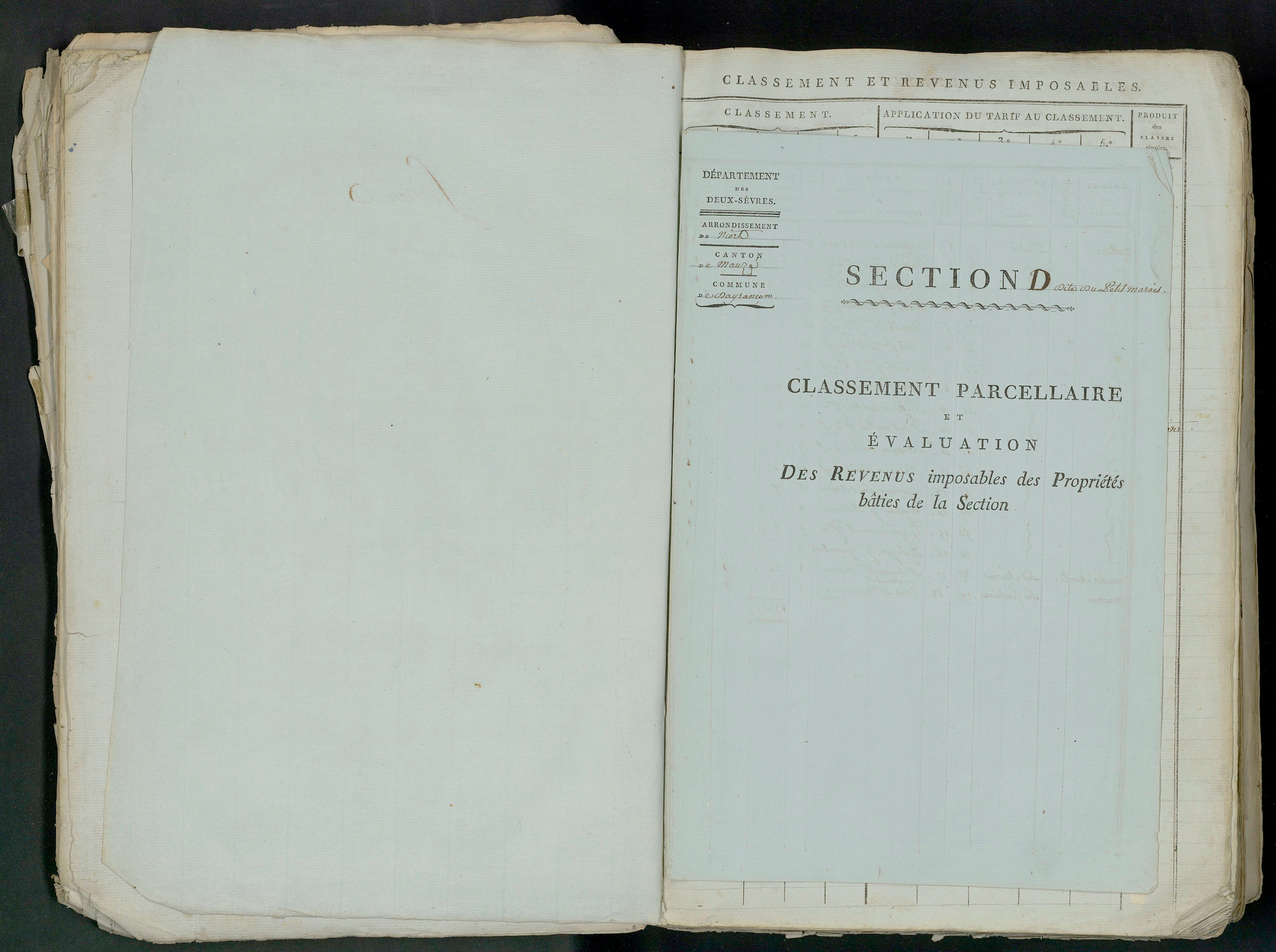 Prin-Deyrançon - FRAD079_CADASTRE_NAPOLEONIEN_MATRICES État de section et relevé des numéros de même nature de propriété 