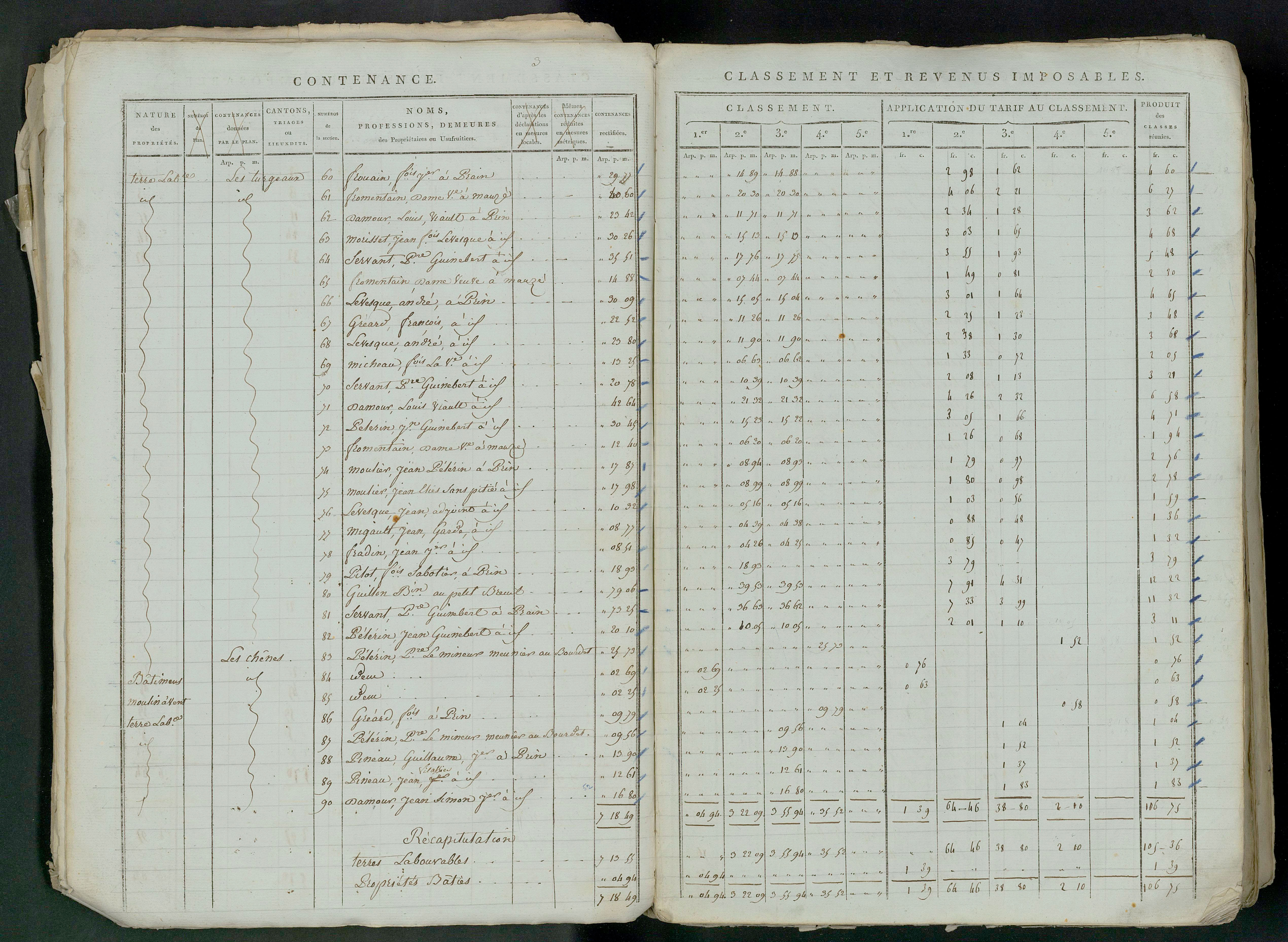 Prin-Deyrançon - FRAD079_CADASTRE_NAPOLEONIEN_MATRICES État de section et relevé des numéros de même nature de propriété 