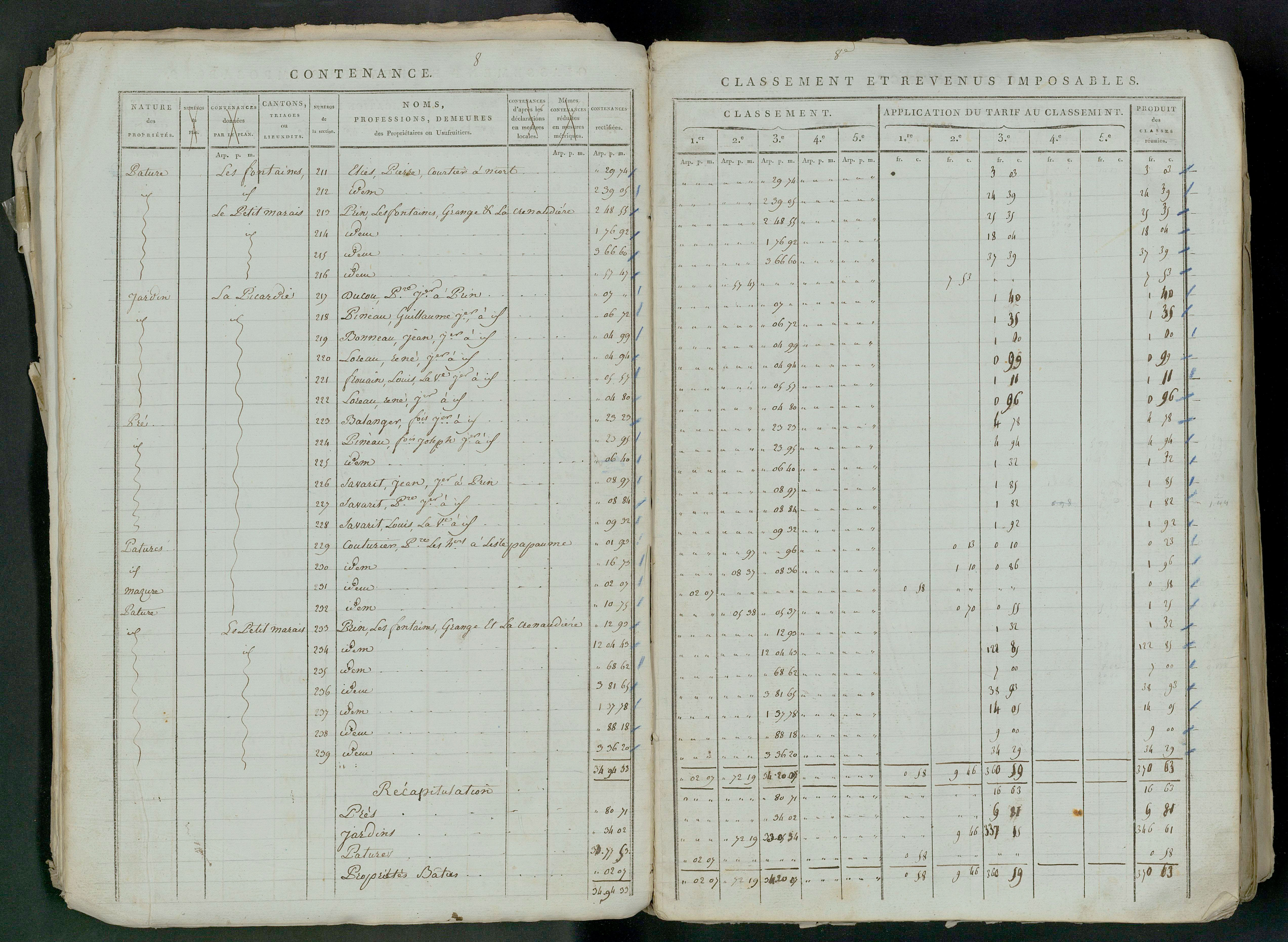 Prin-Deyrançon - FRAD079_CADASTRE_NAPOLEONIEN_MATRICES État de section et relevé des numéros de même nature de propriété 