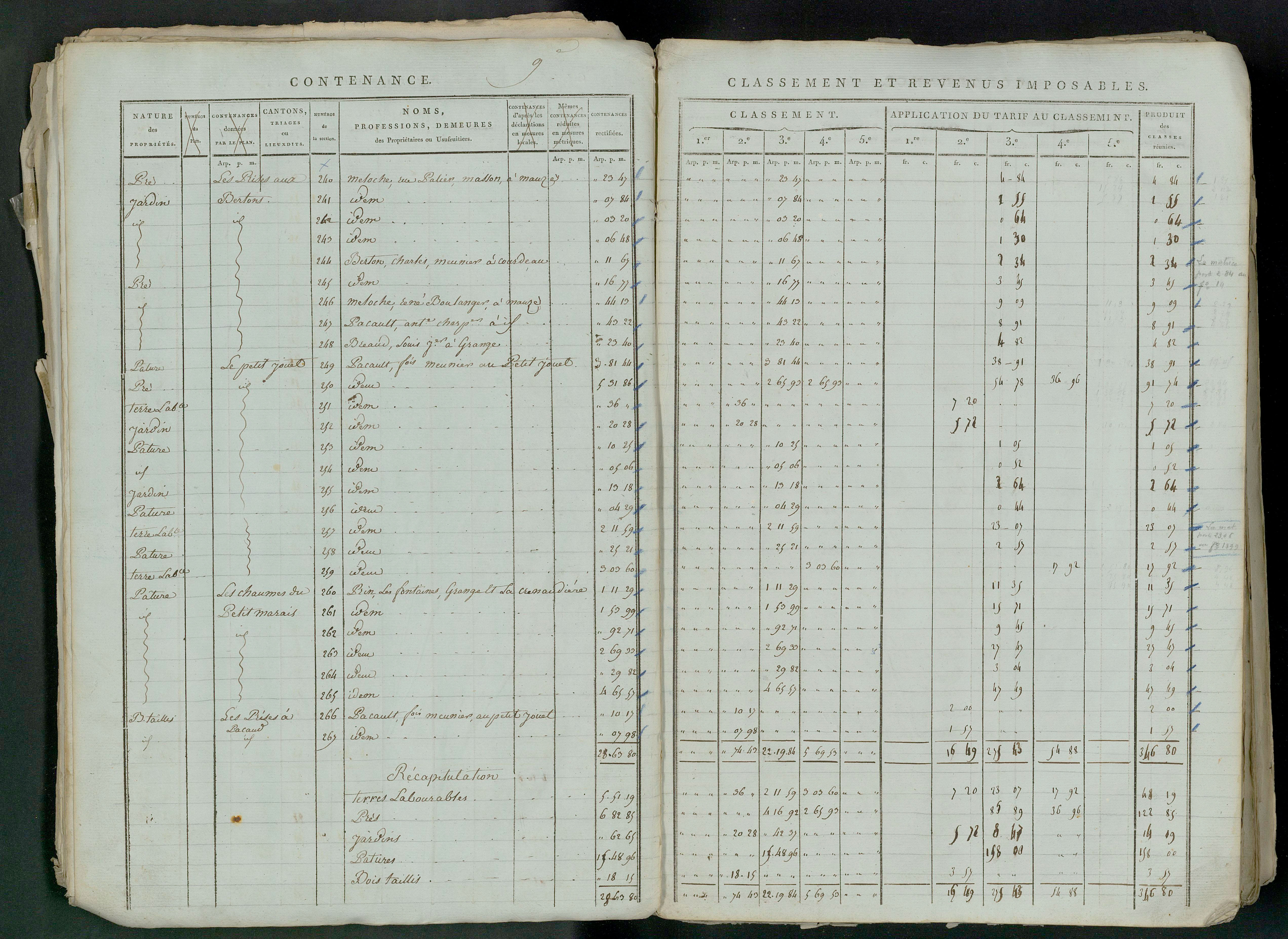 Prin-Deyrançon - FRAD079_CADASTRE_NAPOLEONIEN_MATRICES État de section et relevé des numéros de même nature de propriété 