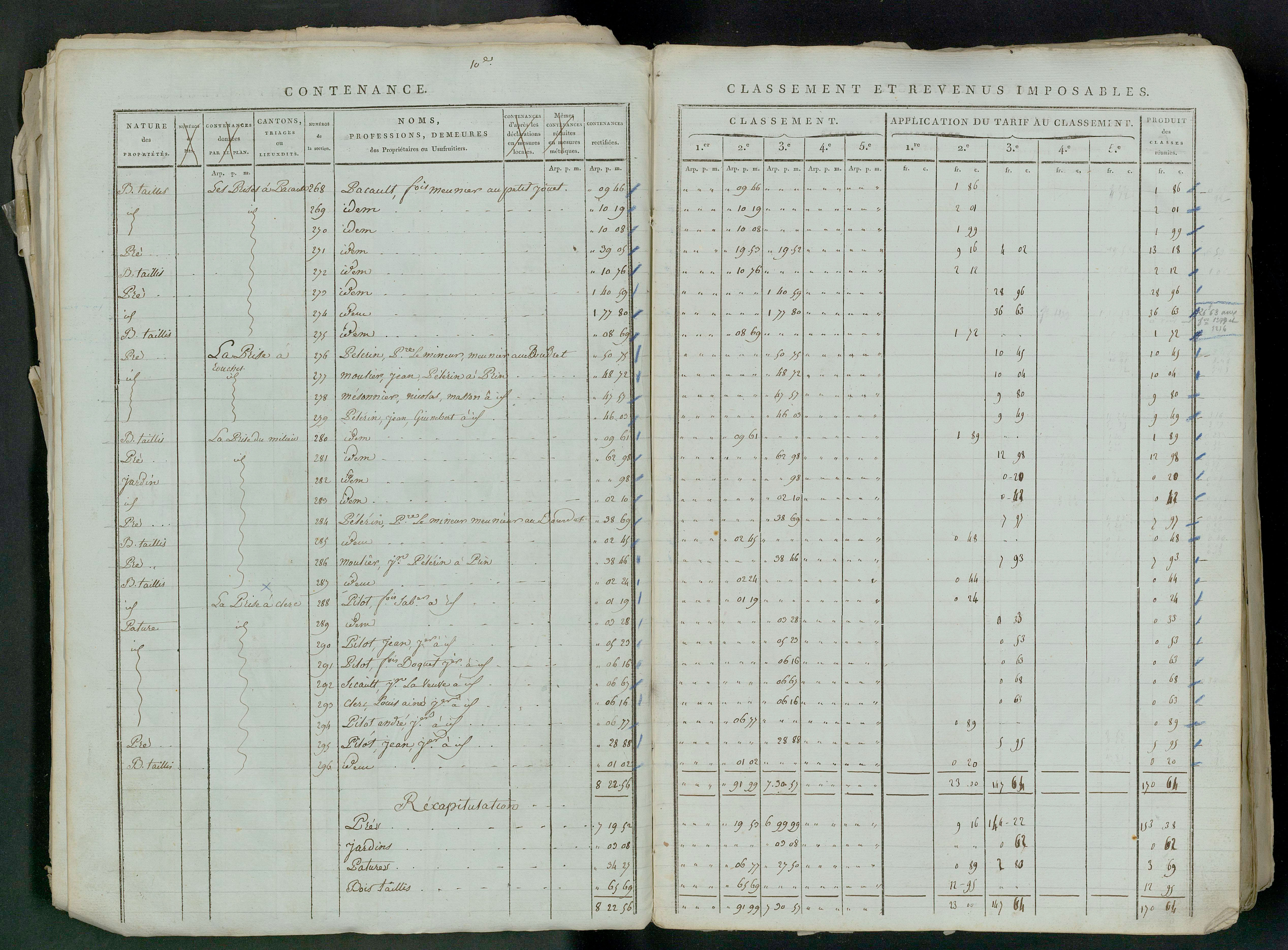 Prin-Deyrançon - FRAD079_CADASTRE_NAPOLEONIEN_MATRICES État de section et relevé des numéros de même nature de propriété 