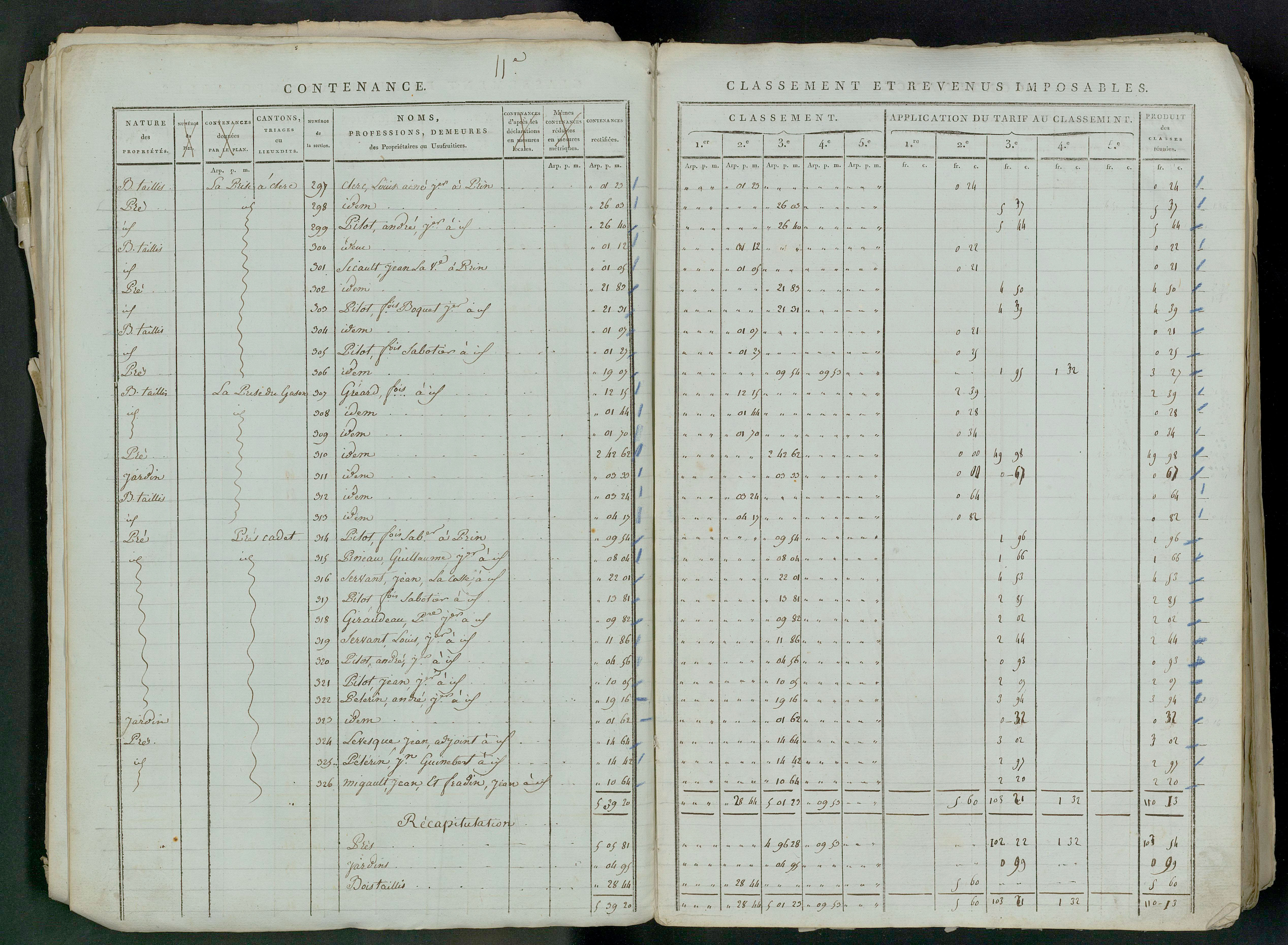 Prin-Deyrançon - FRAD079_CADASTRE_NAPOLEONIEN_MATRICES État de section et relevé des numéros de même nature de propriété 