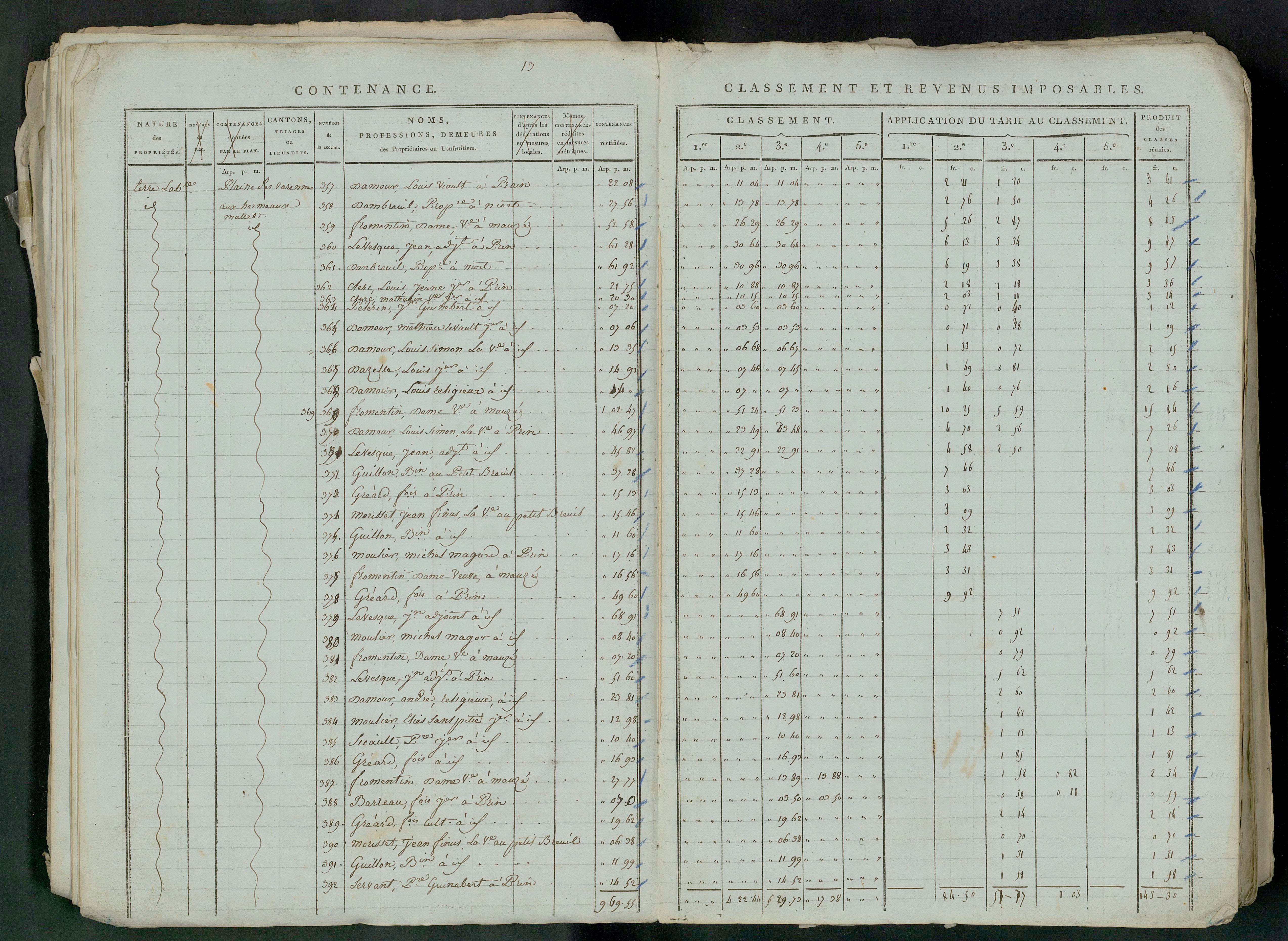 Prin-Deyrançon - FRAD079_CADASTRE_NAPOLEONIEN_MATRICES État de section et relevé des numéros de même nature de propriété 