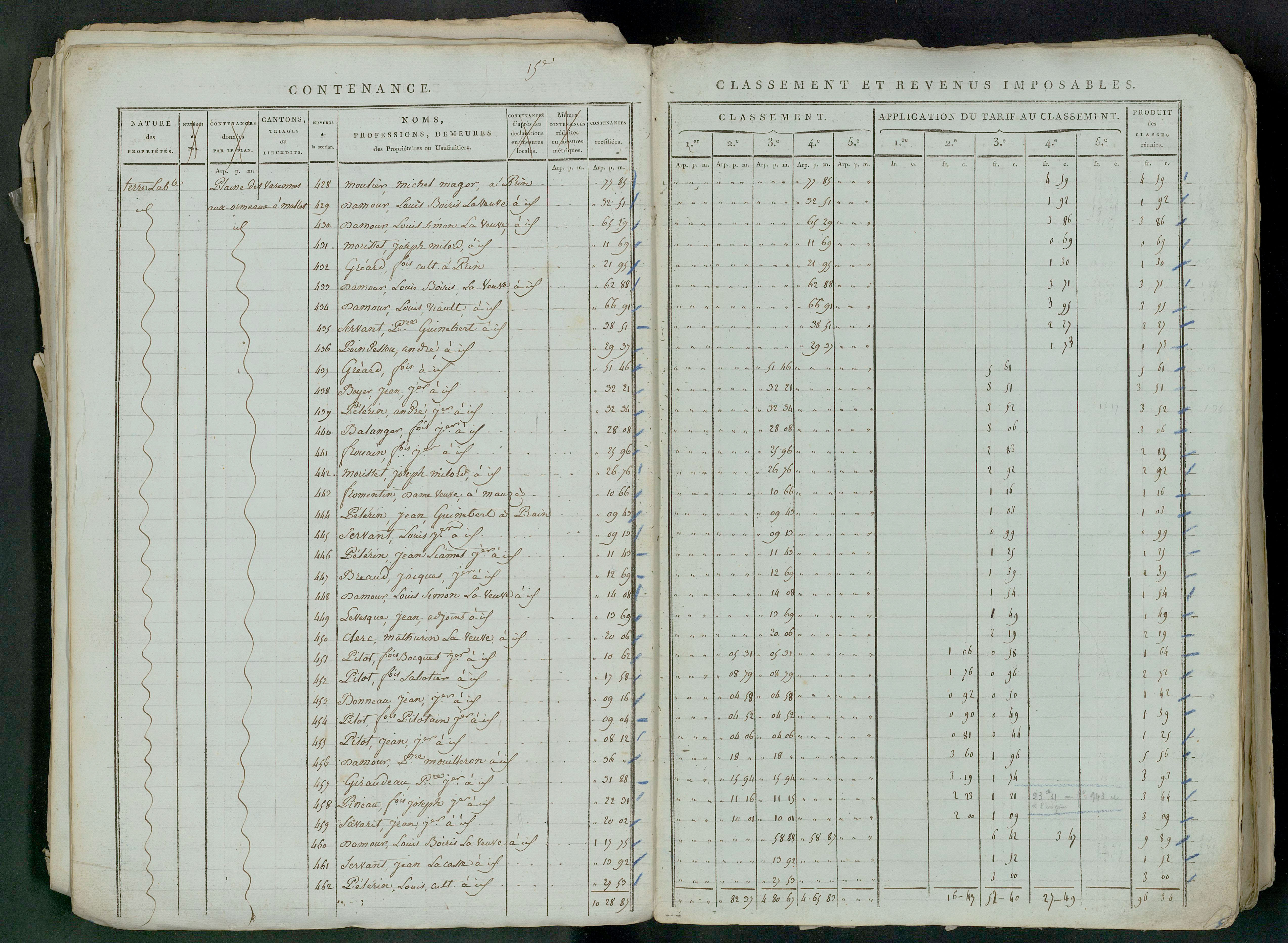 Prin-Deyrançon - FRAD079_CADASTRE_NAPOLEONIEN_MATRICES État de section et relevé des numéros de même nature de propriété 