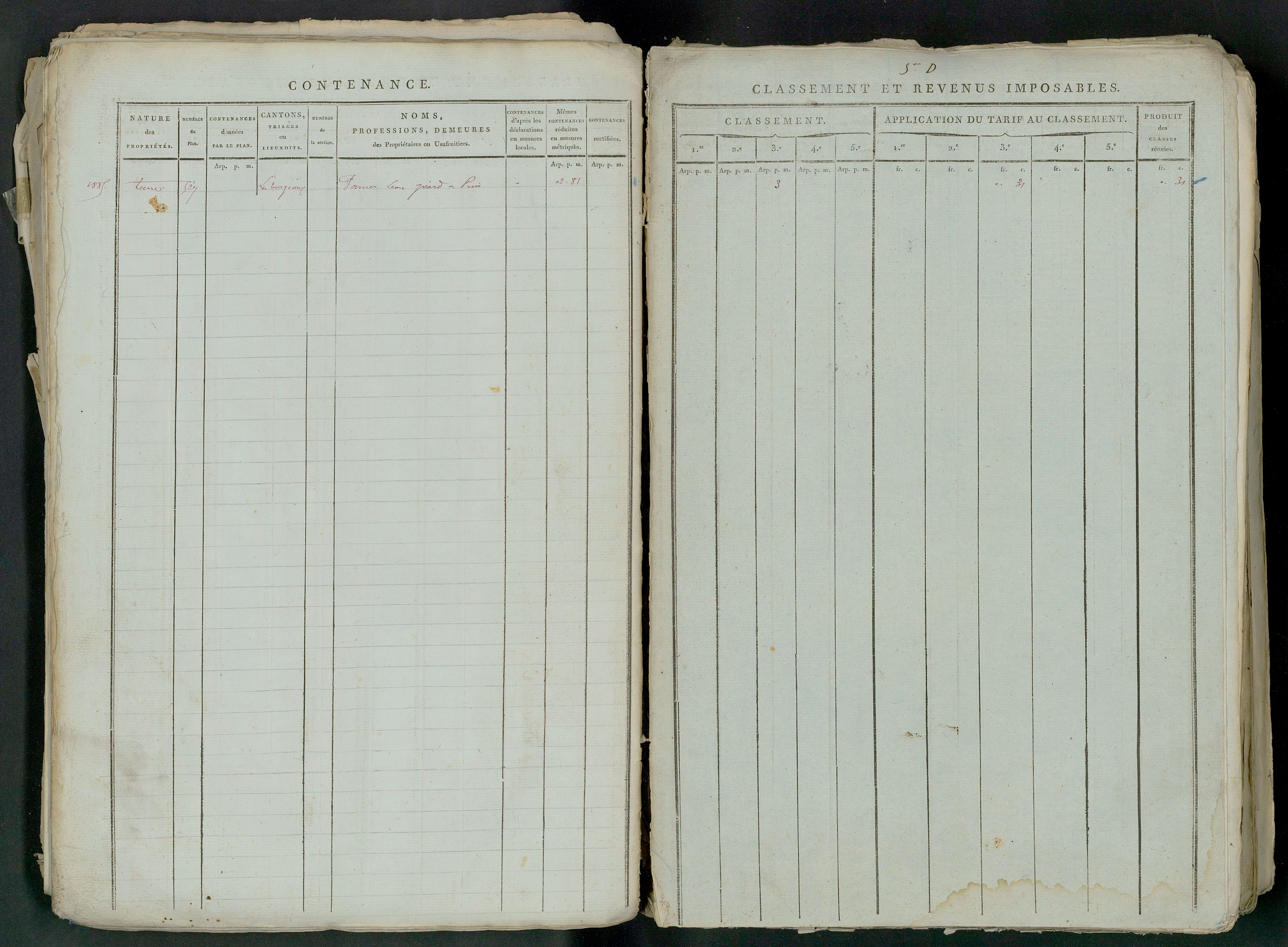 Prin-Deyrançon - FRAD079_CADASTRE_NAPOLEONIEN_MATRICES État de section et relevé des numéros de même nature de propriété 