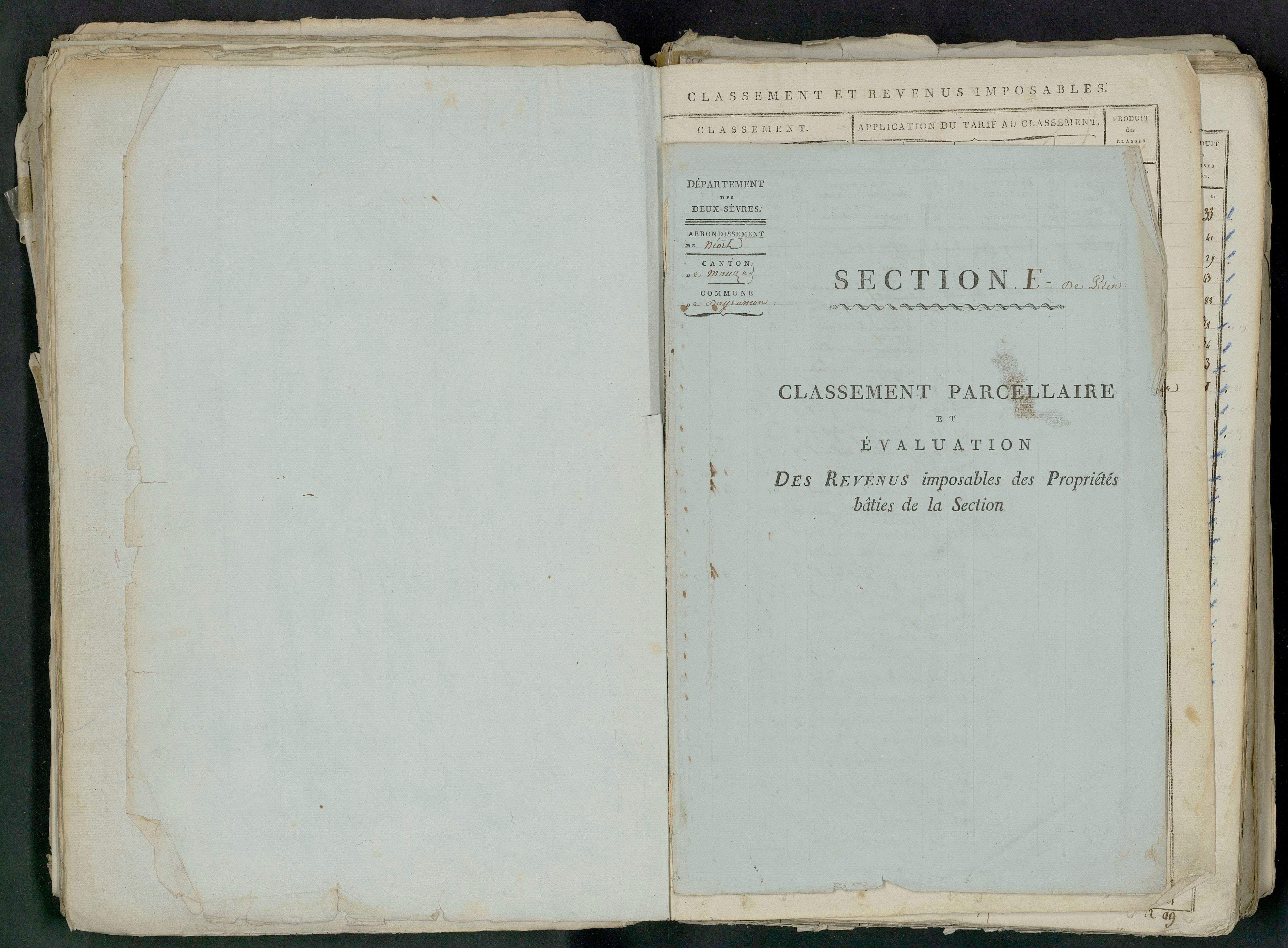 Prin-Deyrançon - FRAD079_CADASTRE_NAPOLEONIEN_MATRICES État de section et relevé des numéros de même nature de propriété 