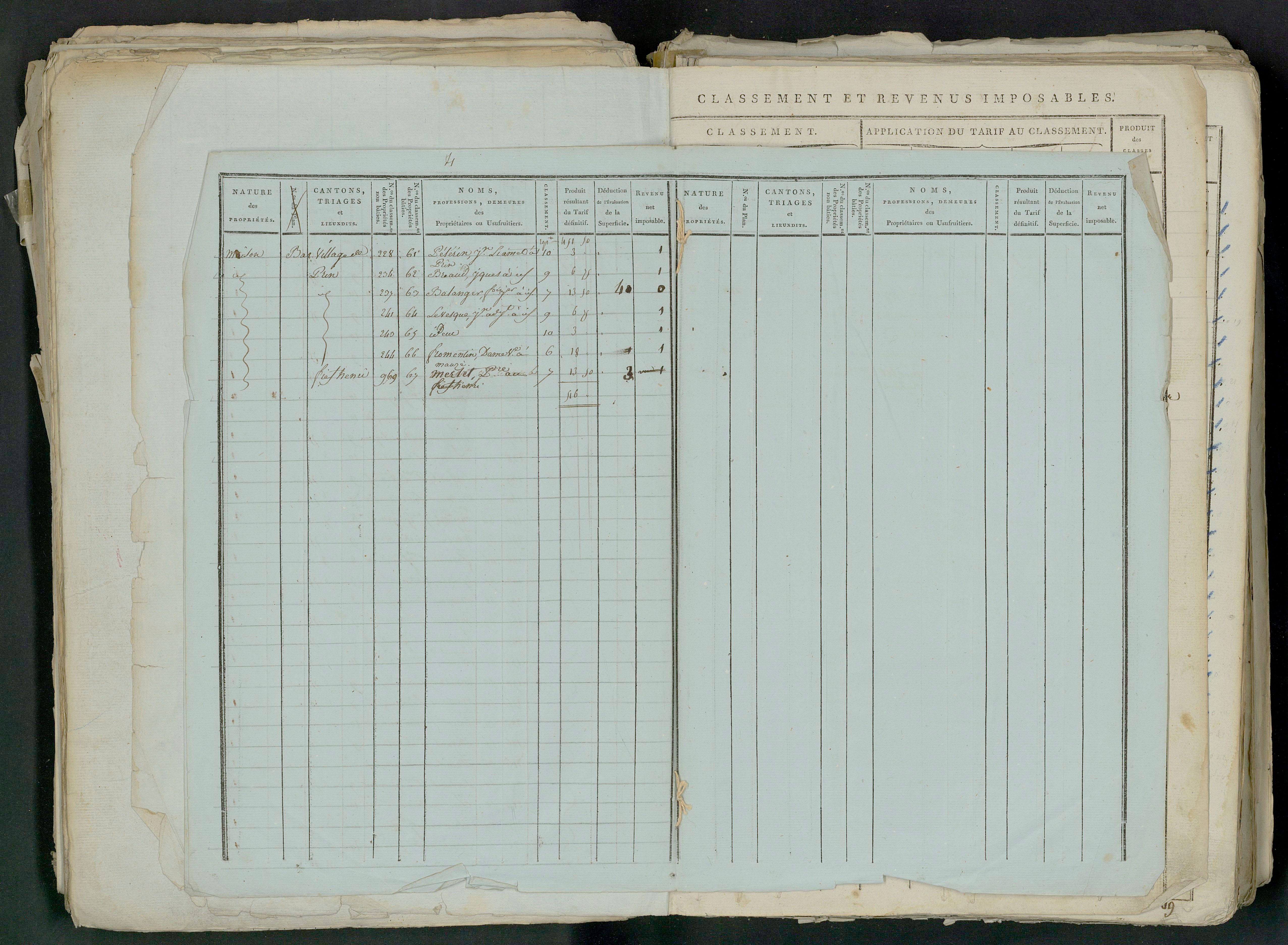 Prin-Deyrançon - FRAD079_CADASTRE_NAPOLEONIEN_MATRICES État de section et relevé des numéros de même nature de propriété 