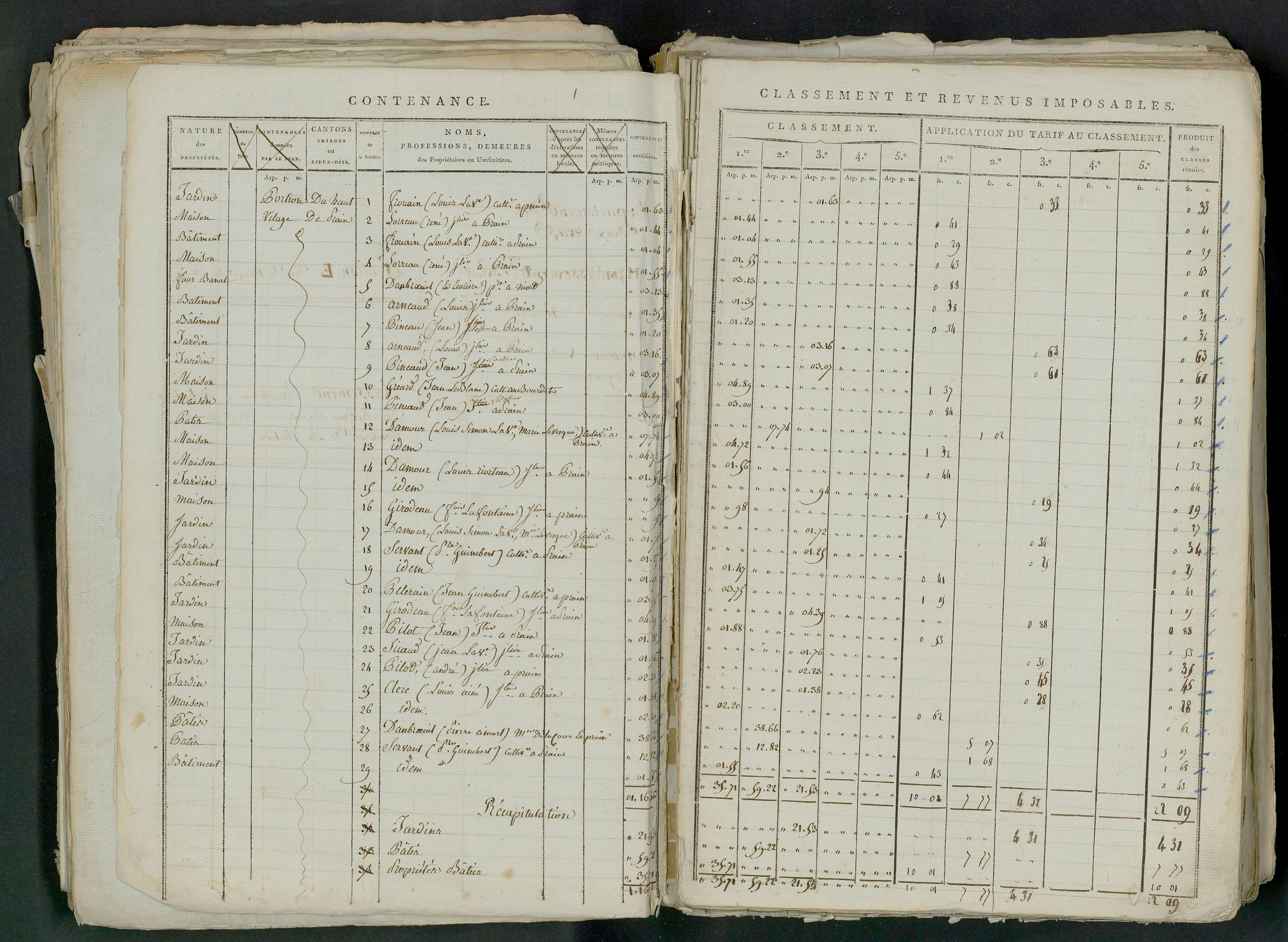 Prin-Deyrançon - FRAD079_CADASTRE_NAPOLEONIEN_MATRICES État de section et relevé des numéros de même nature de propriété 