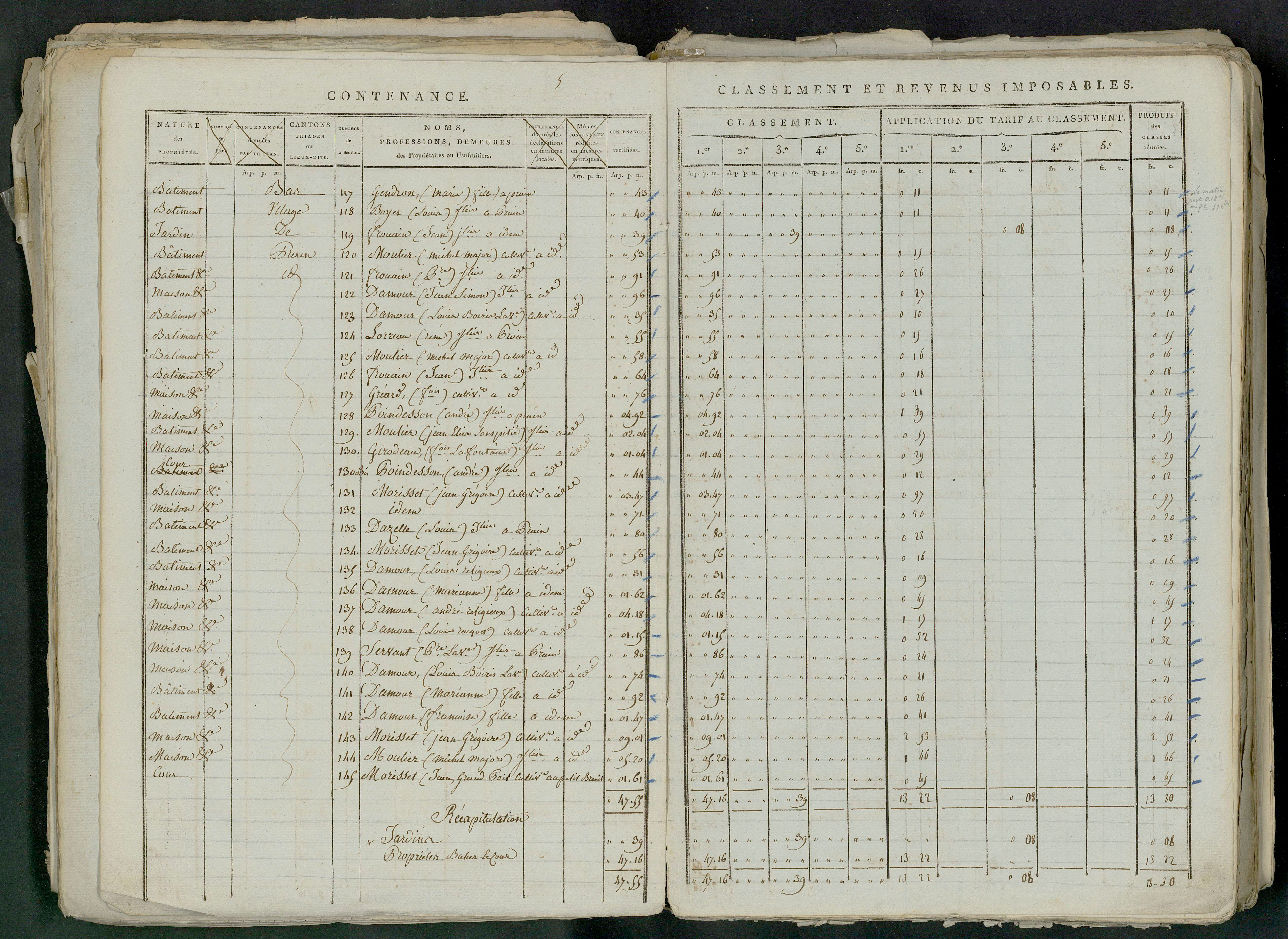Prin-Deyrançon - FRAD079_CADASTRE_NAPOLEONIEN_MATRICES État de section et relevé des numéros de même nature de propriété 