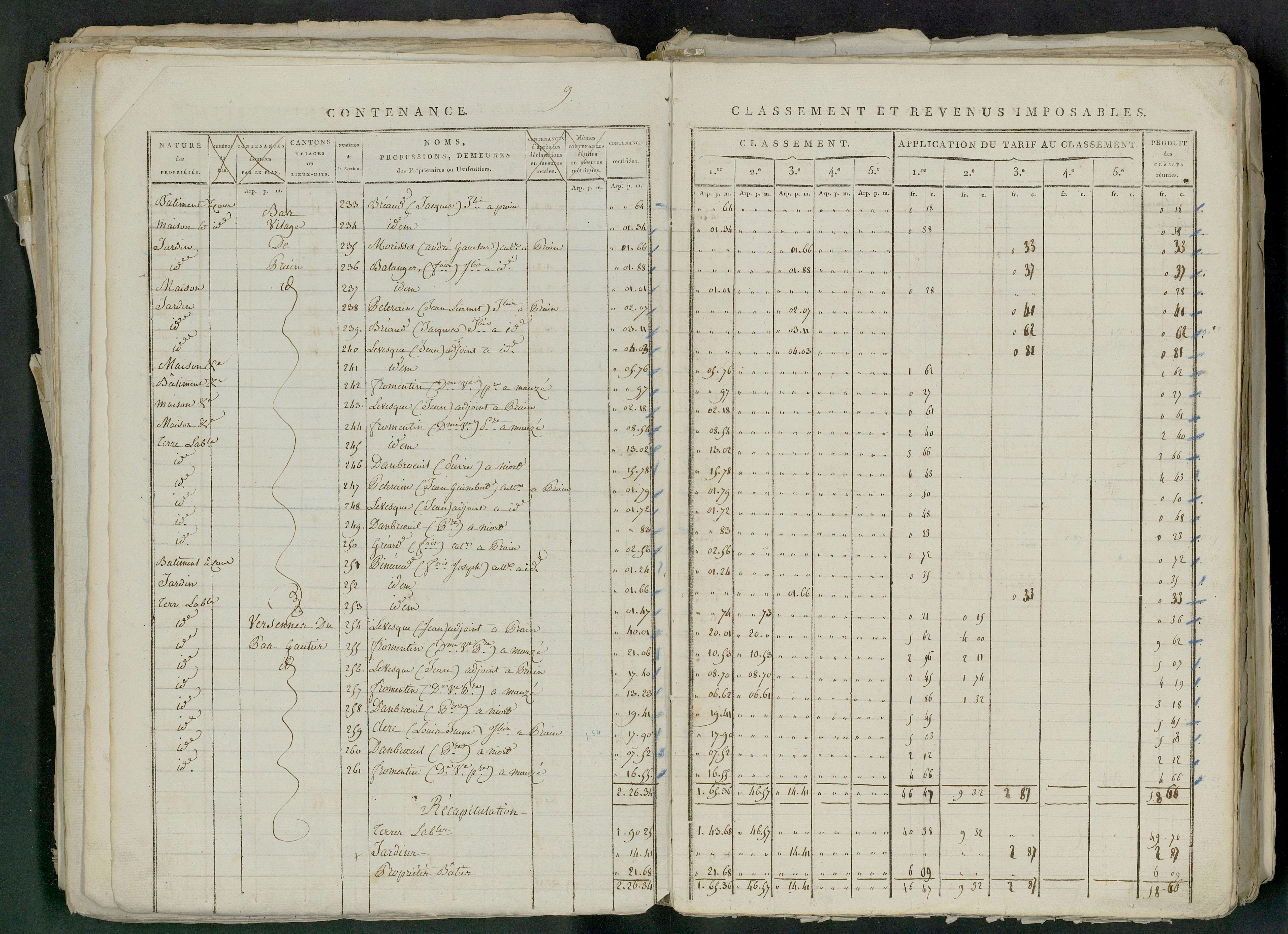 Prin-Deyrançon - FRAD079_CADASTRE_NAPOLEONIEN_MATRICES État de section et relevé des numéros de même nature de propriété 