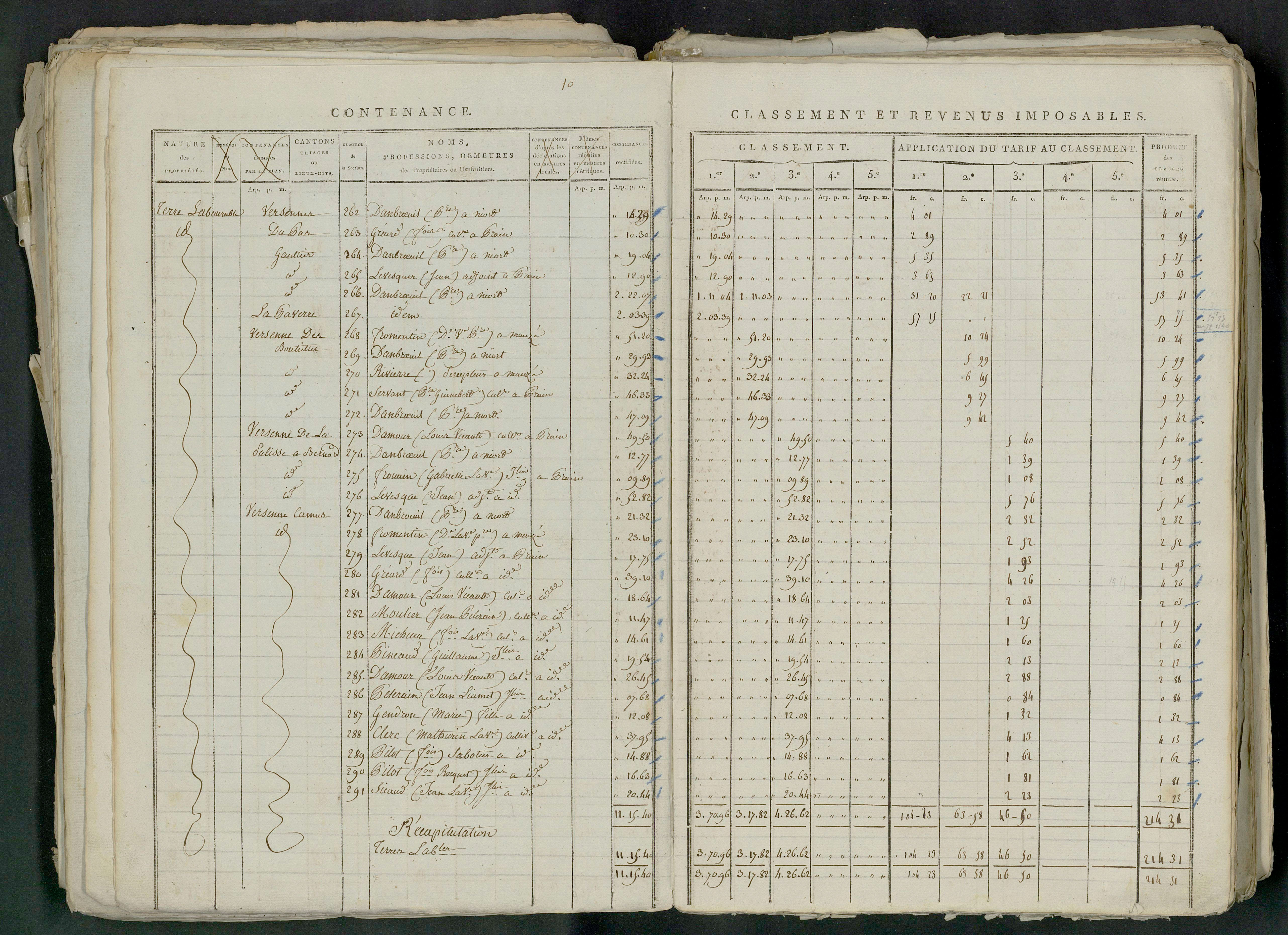 Prin-Deyrançon - FRAD079_CADASTRE_NAPOLEONIEN_MATRICES État de section et relevé des numéros de même nature de propriété 