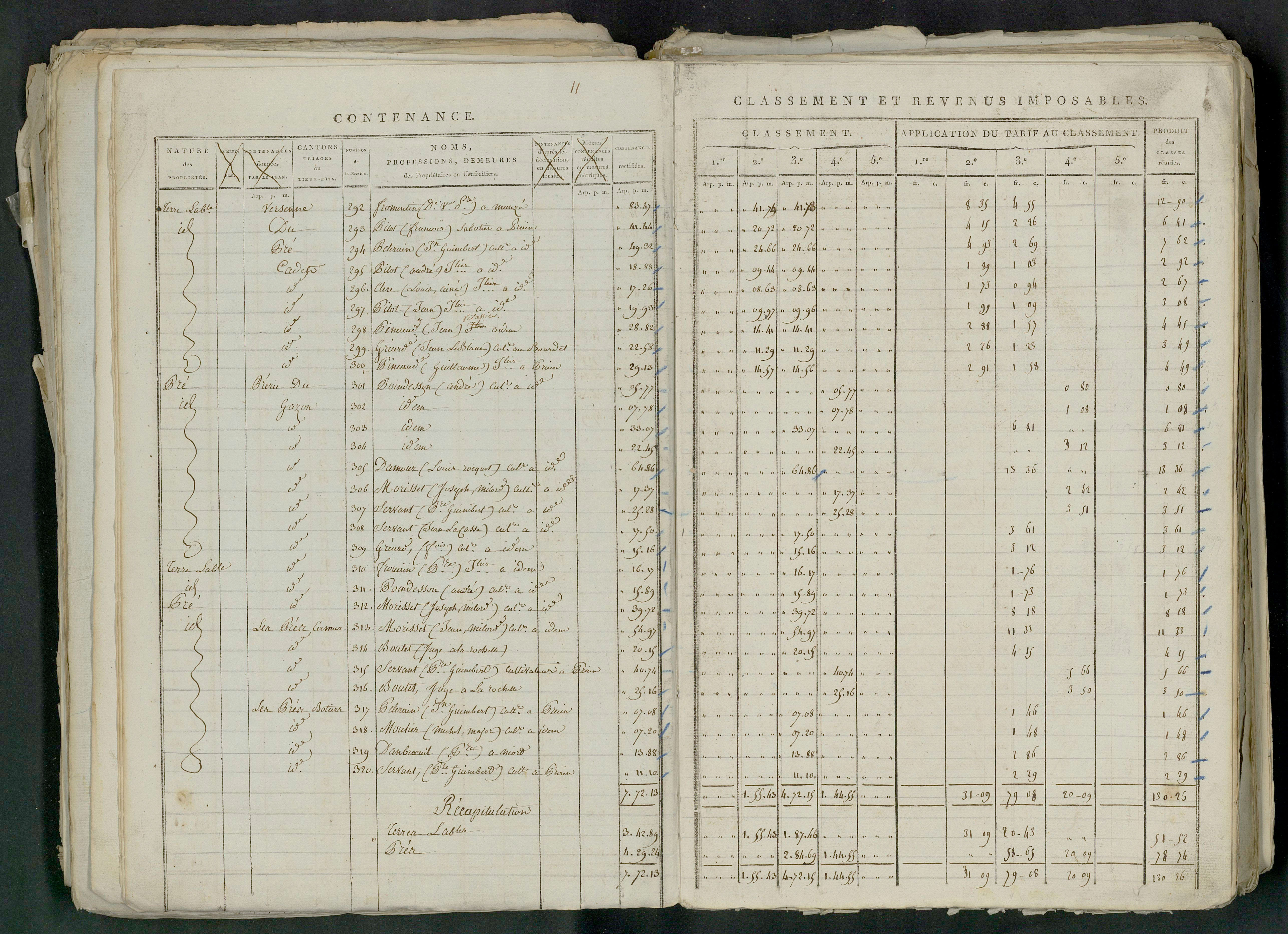 Prin-Deyrançon - FRAD079_CADASTRE_NAPOLEONIEN_MATRICES État de section et relevé des numéros de même nature de propriété 