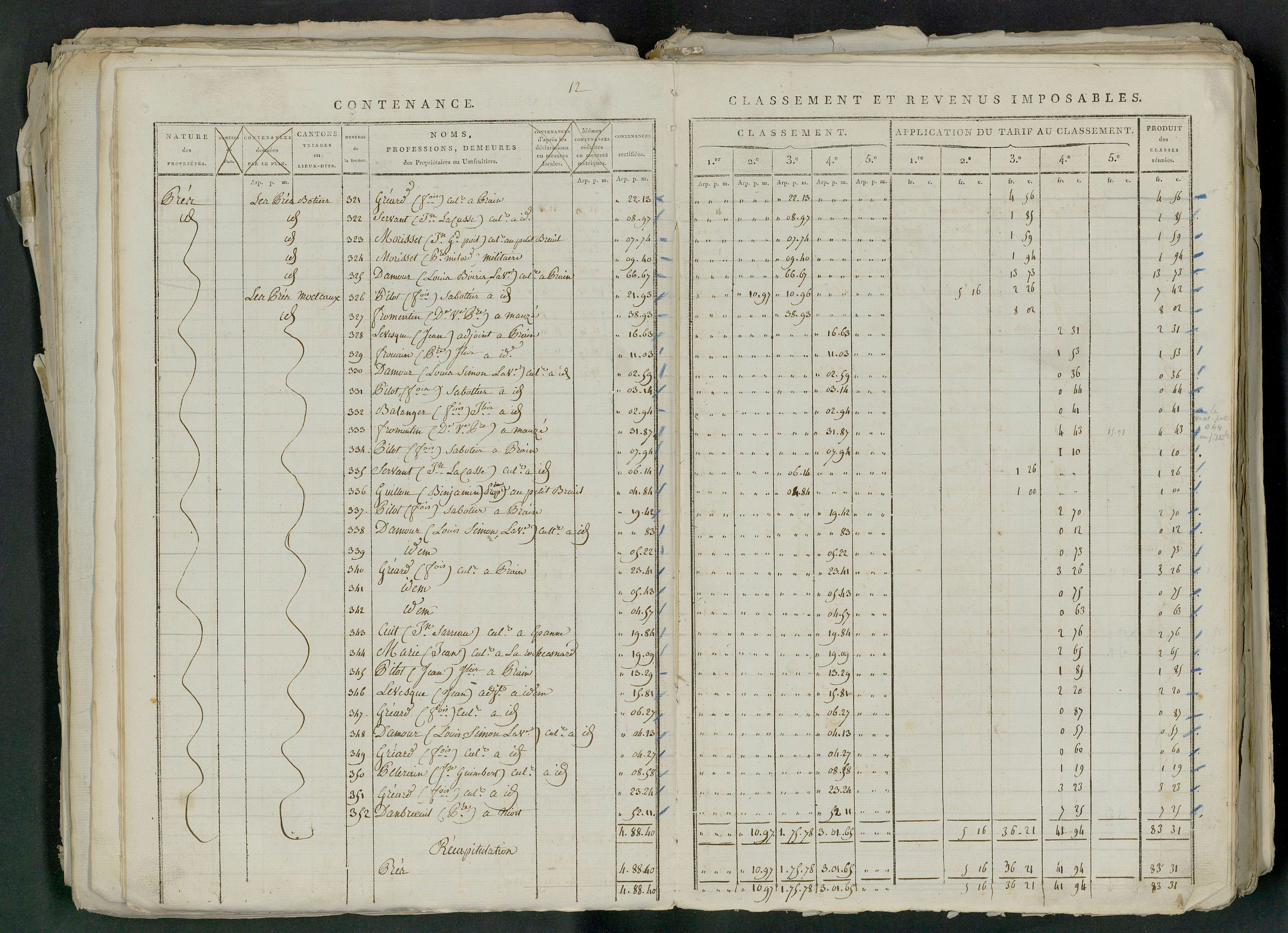 Prin-Deyrançon - FRAD079_CADASTRE_NAPOLEONIEN_MATRICES État de section et relevé des numéros de même nature de propriété 
