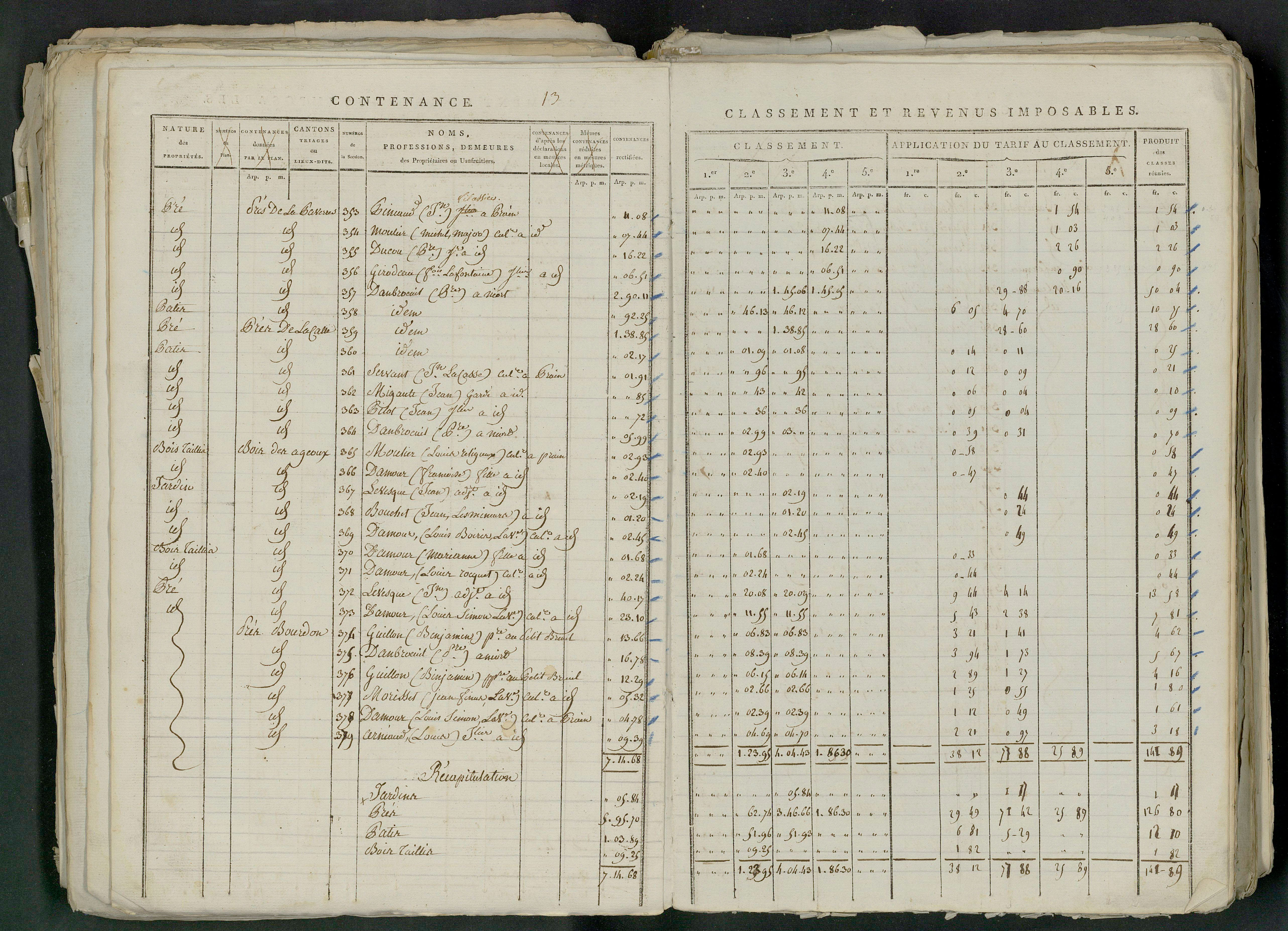Prin-Deyrançon - FRAD079_CADASTRE_NAPOLEONIEN_MATRICES État de section et relevé des numéros de même nature de propriété 