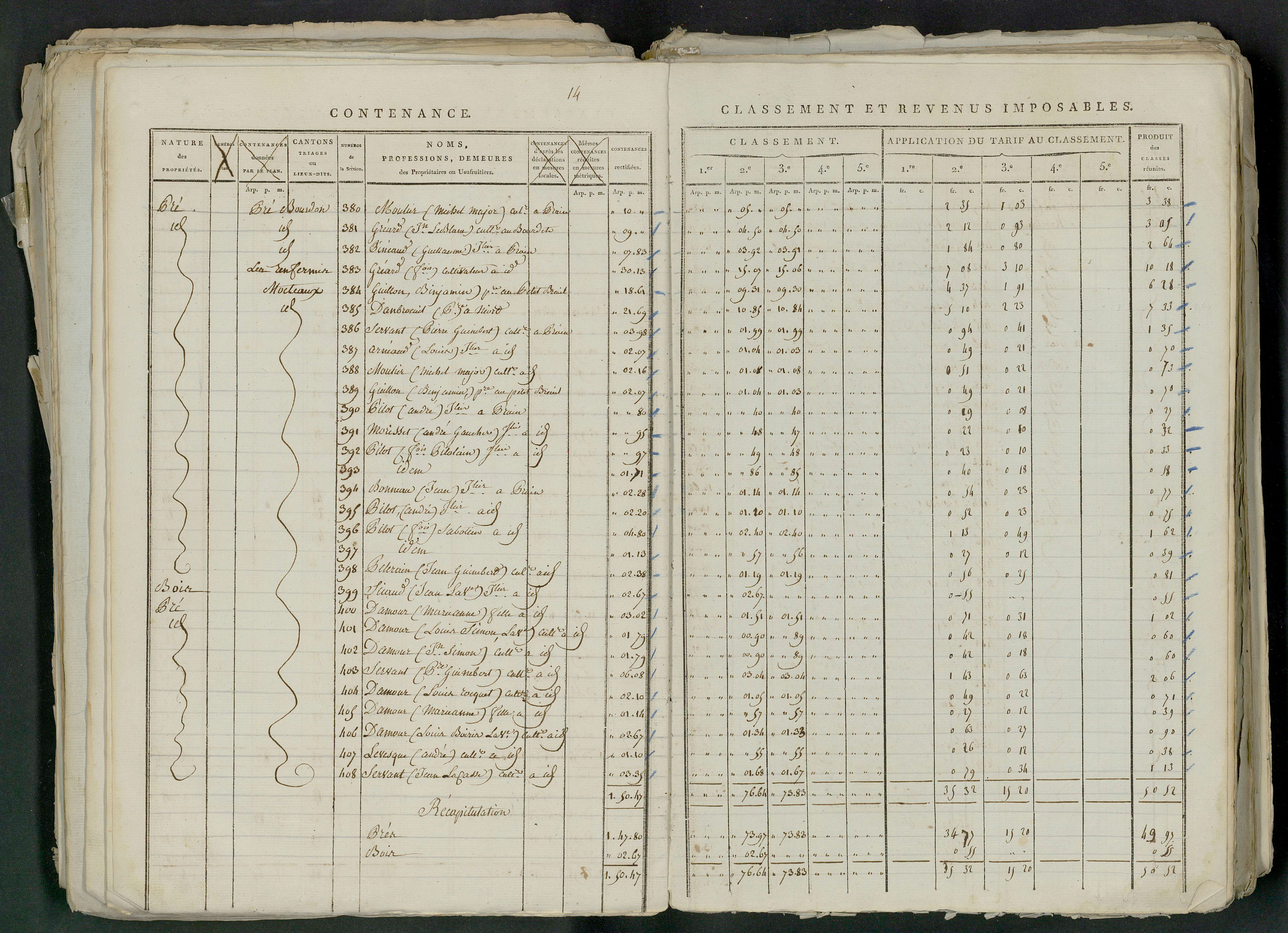 Prin-Deyrançon - FRAD079_CADASTRE_NAPOLEONIEN_MATRICES État de section et relevé des numéros de même nature de propriété 
