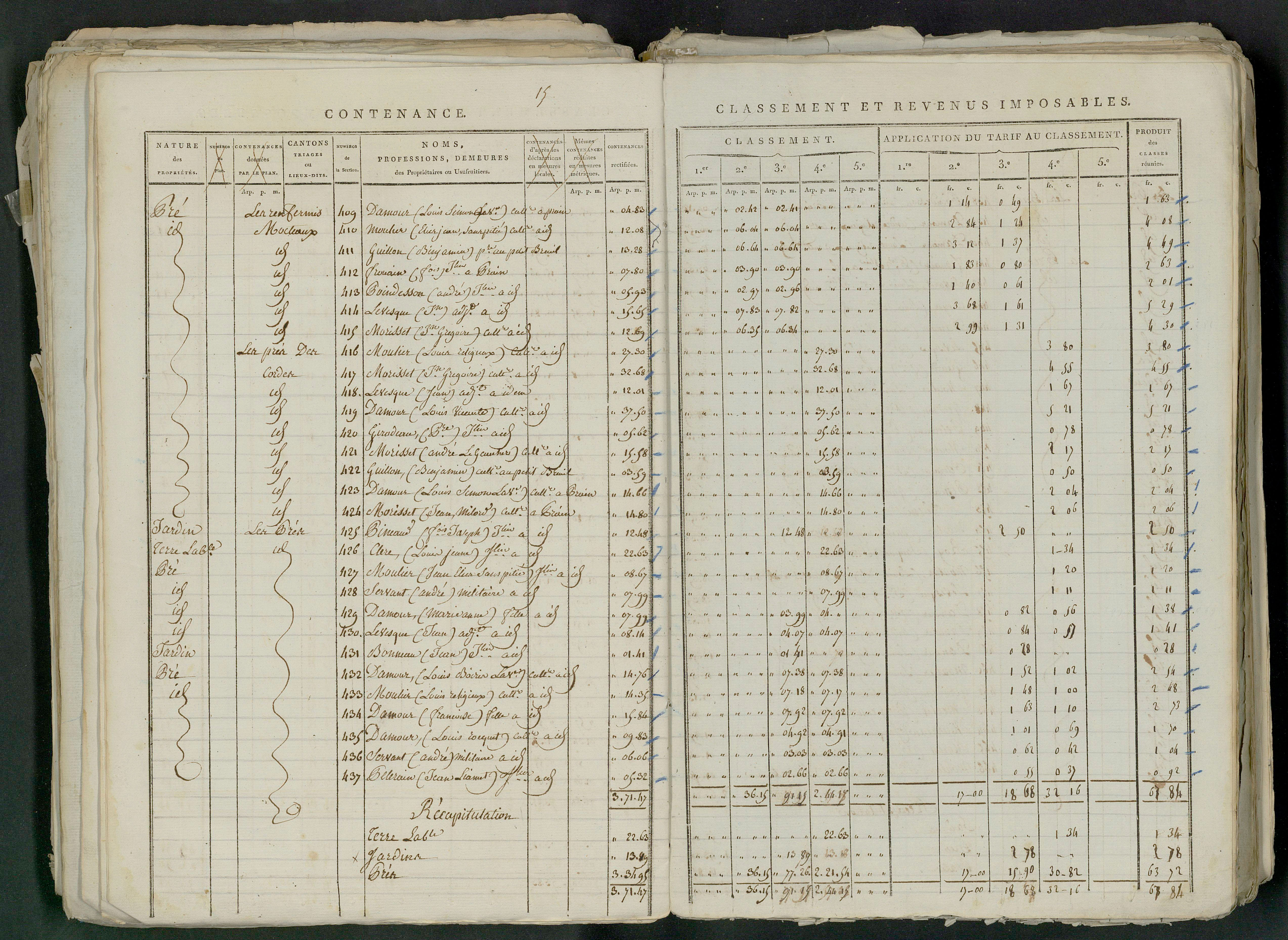 Prin-Deyrançon - FRAD079_CADASTRE_NAPOLEONIEN_MATRICES État de section et relevé des numéros de même nature de propriété 